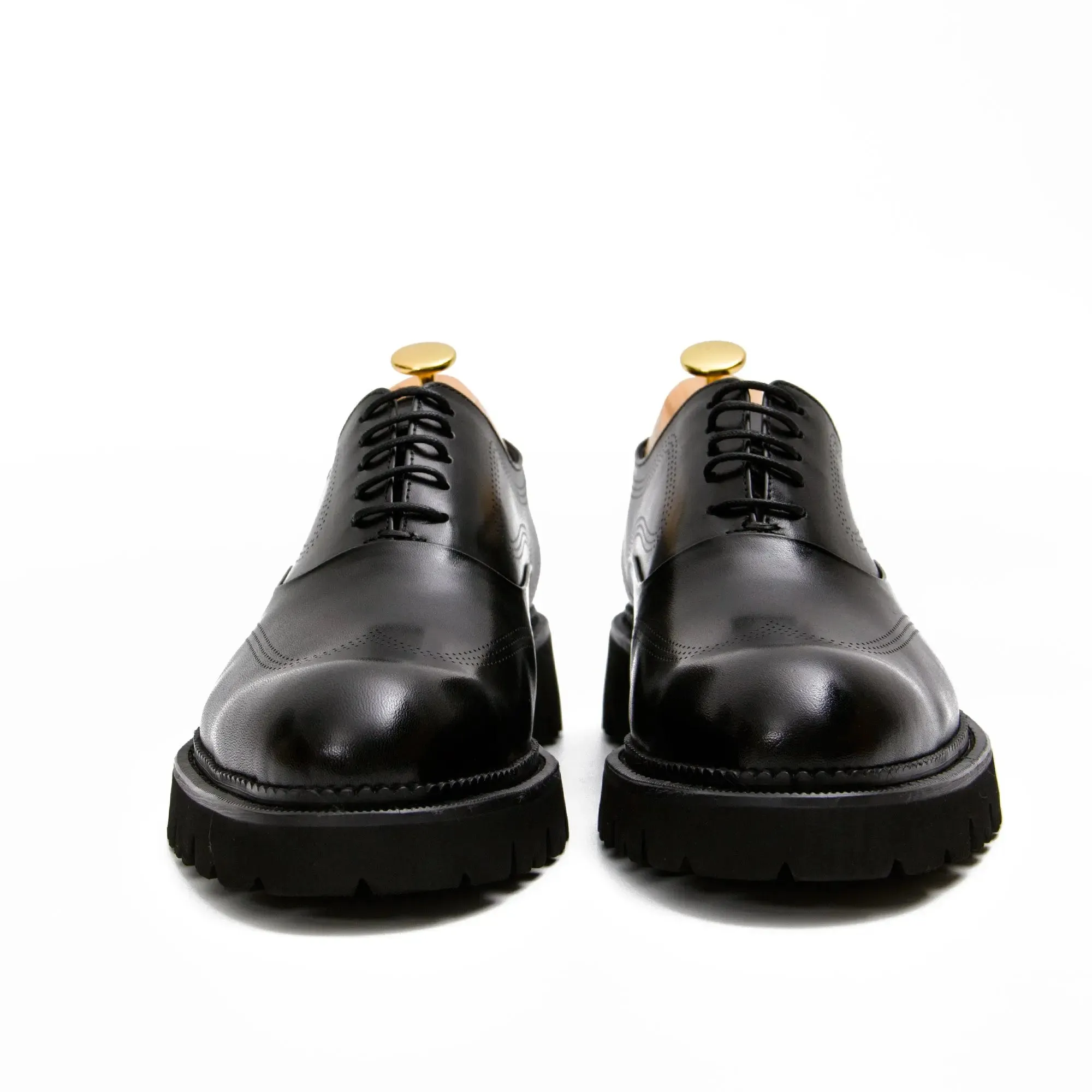 Brown thick sole oxford shoes