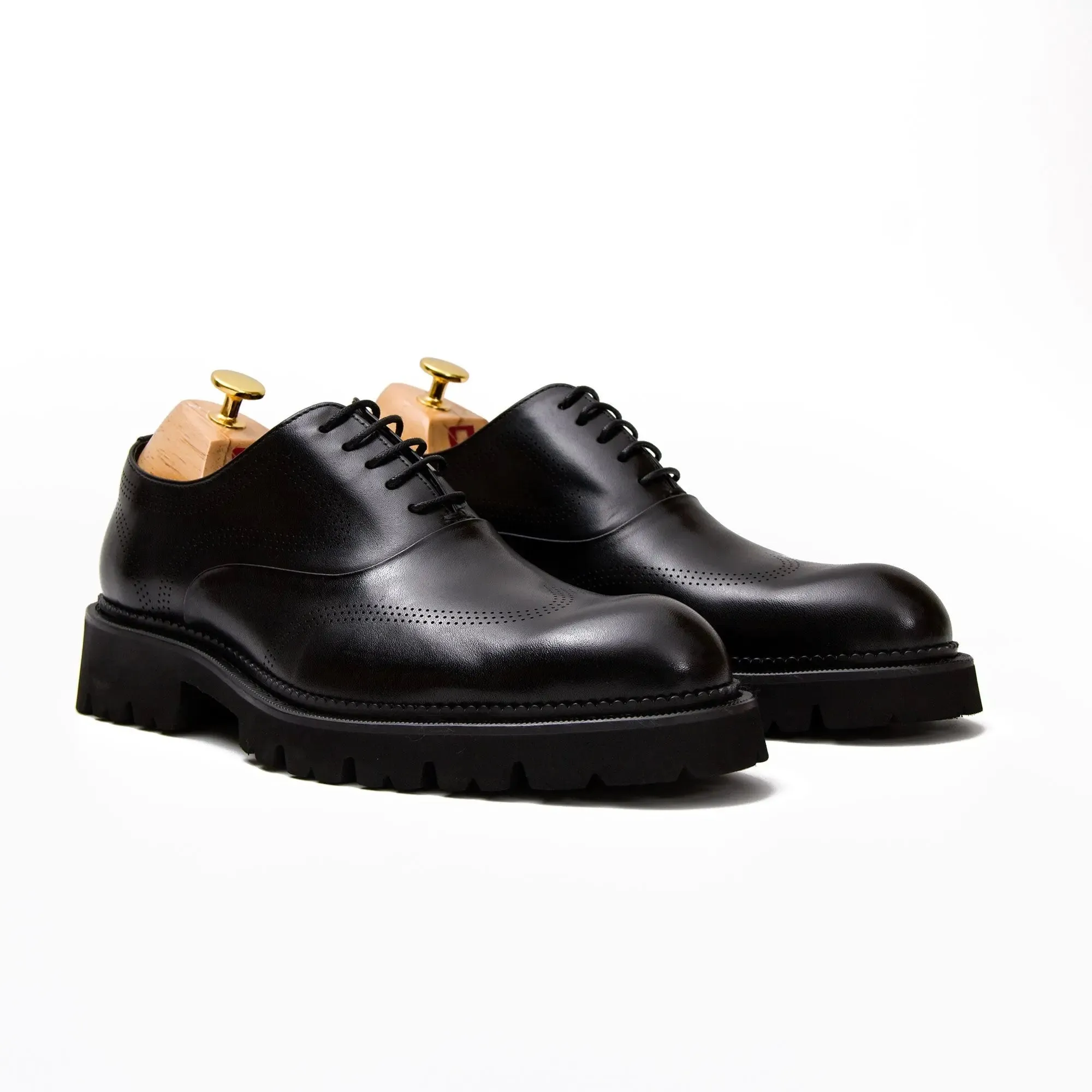 Brown thick sole oxford shoes