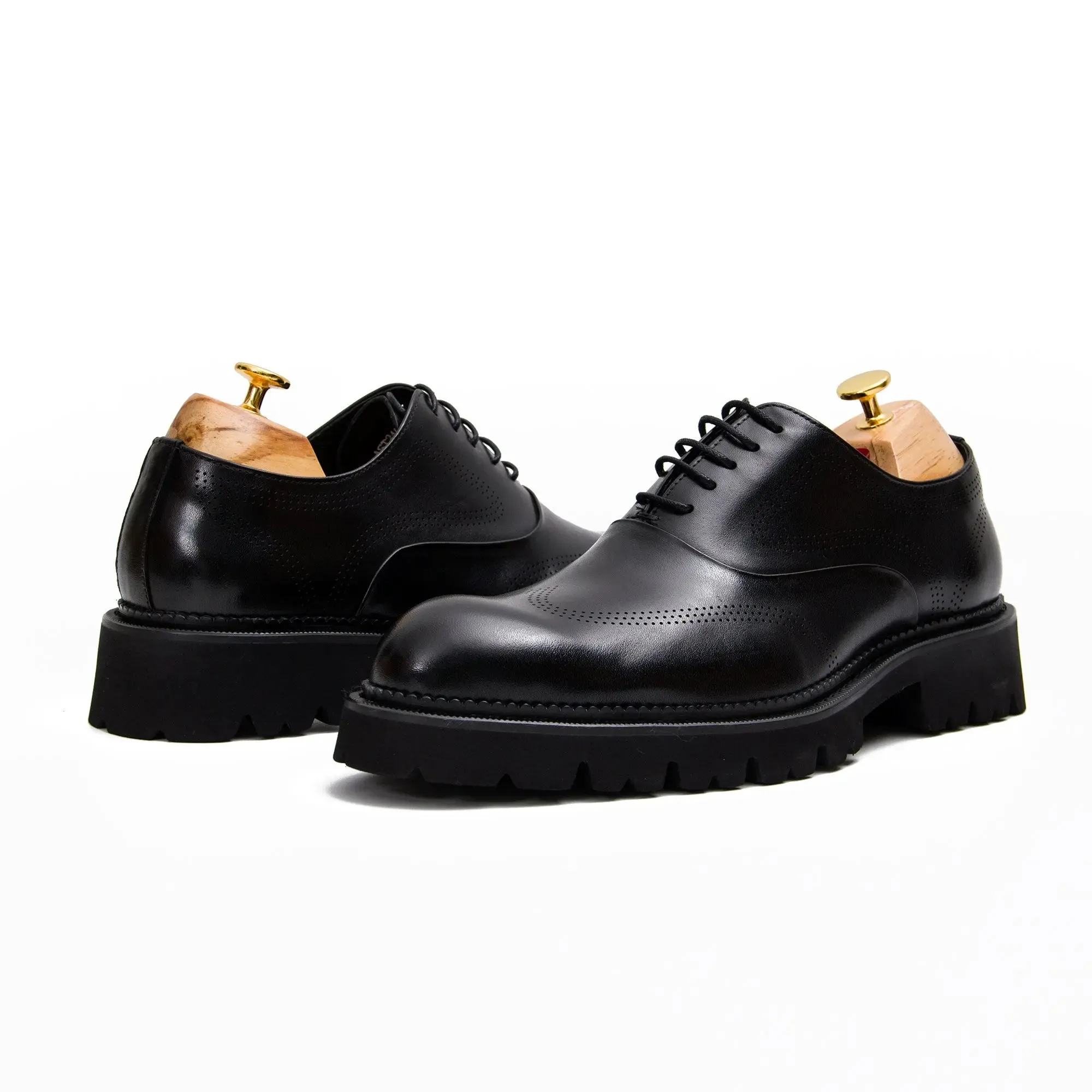 Brown thick sole oxford shoes