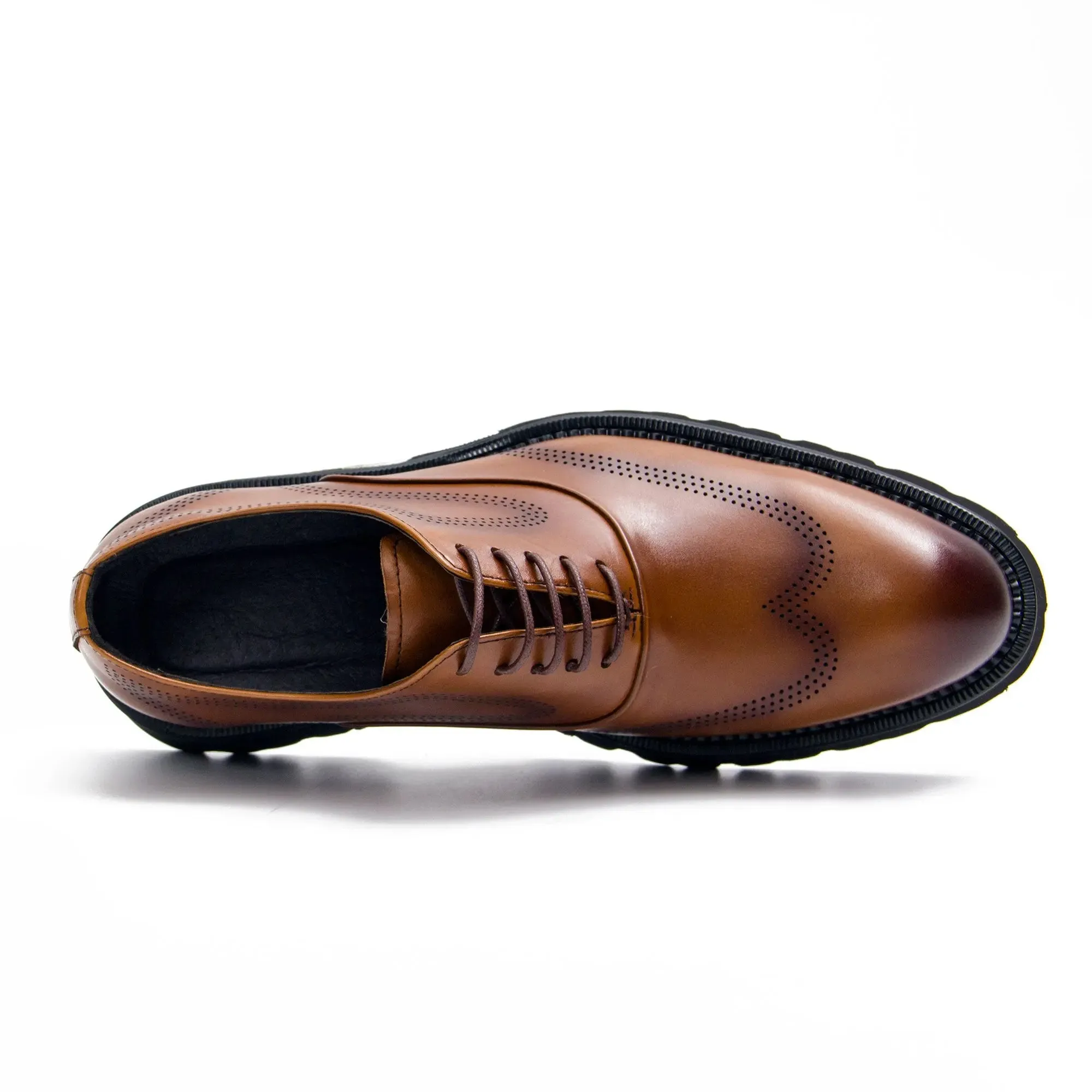 Brown thick sole oxford shoes
