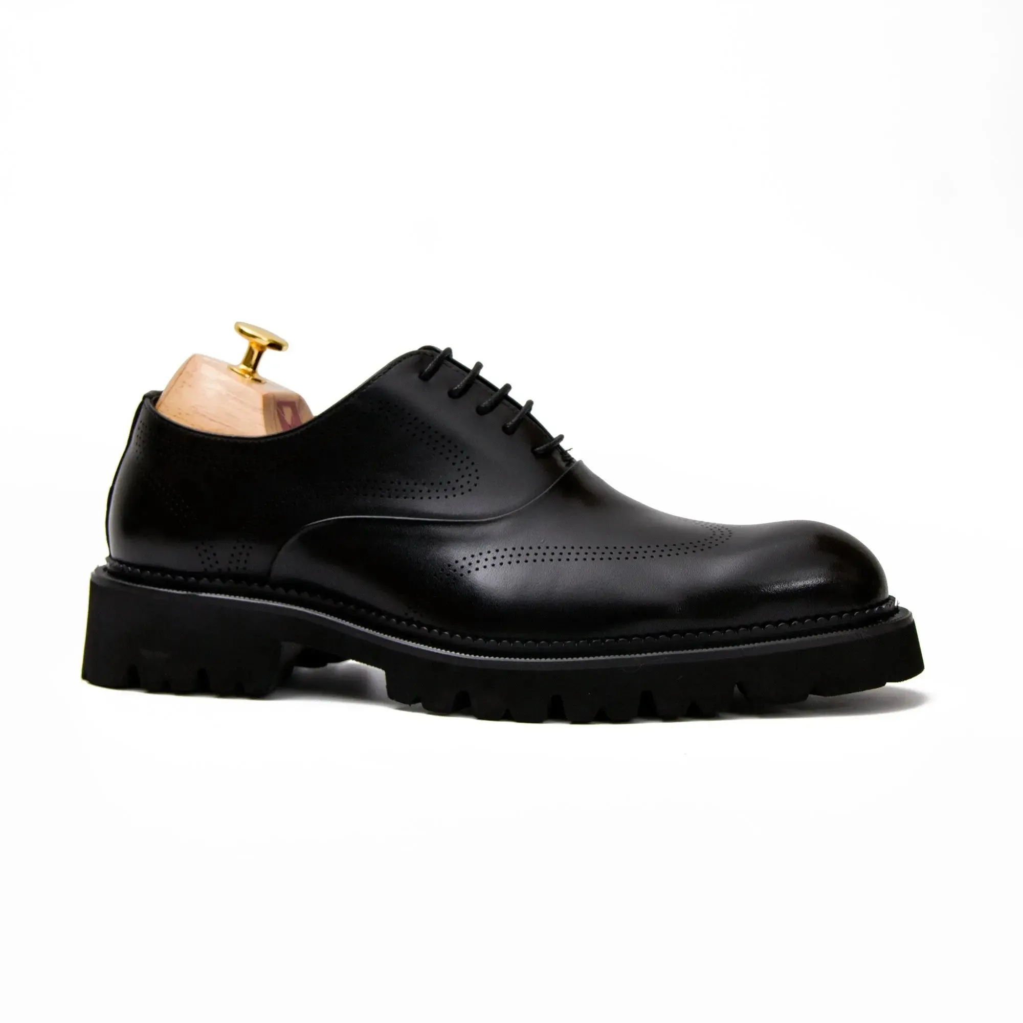 Brown thick sole oxford shoes