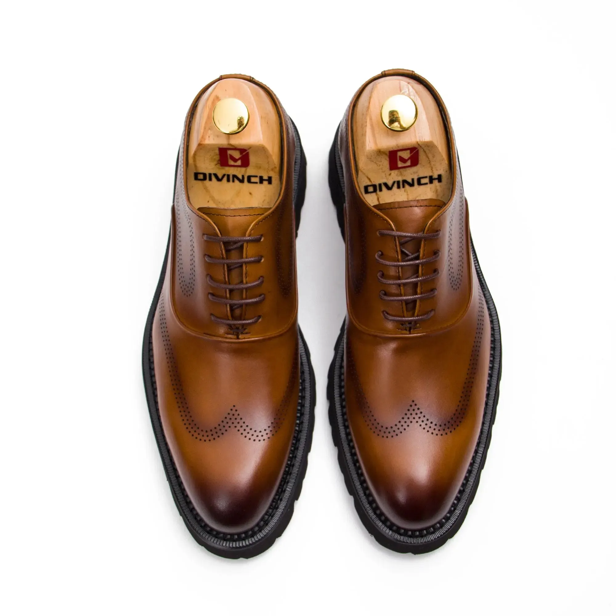 Brown thick sole oxford shoes