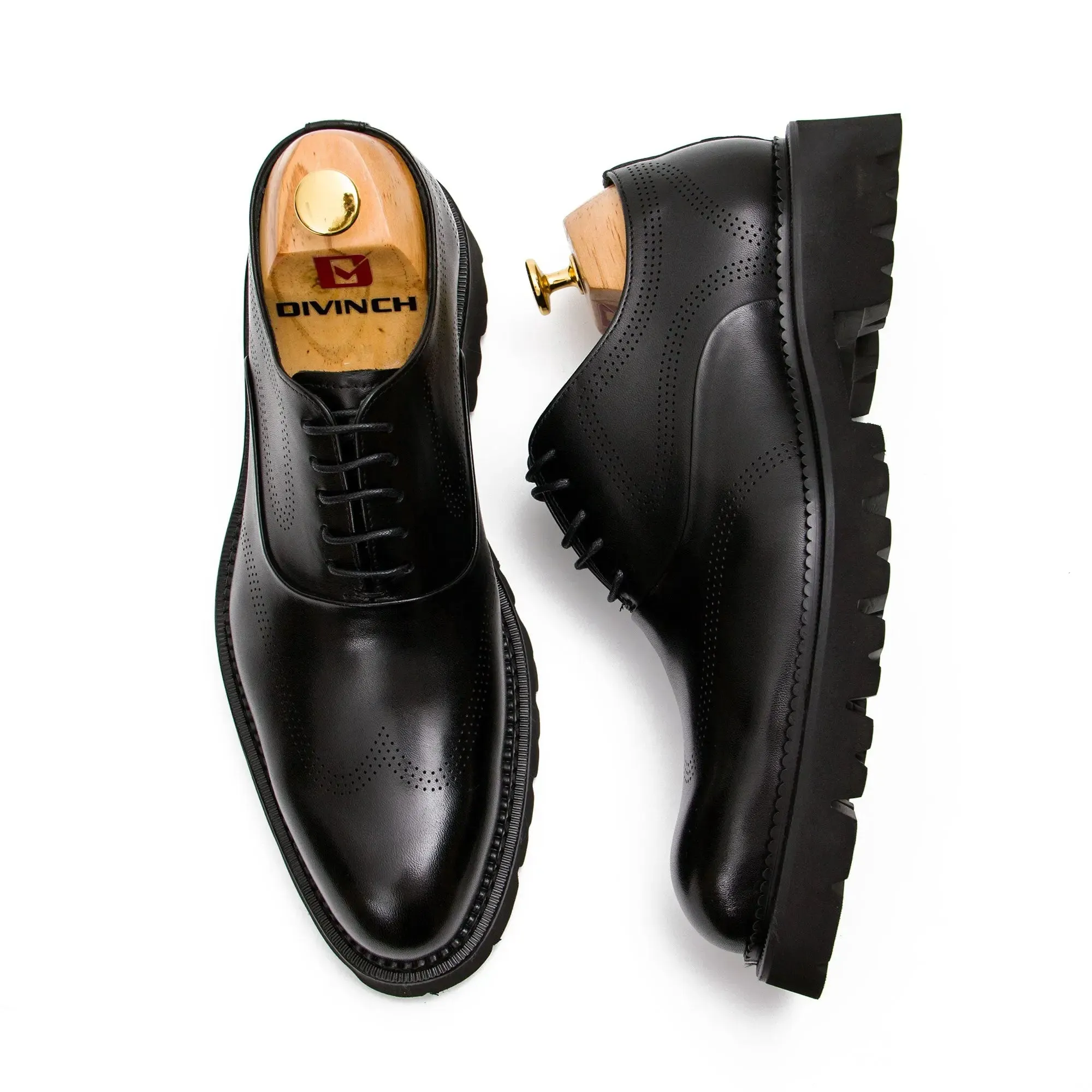 Brown thick sole oxford shoes