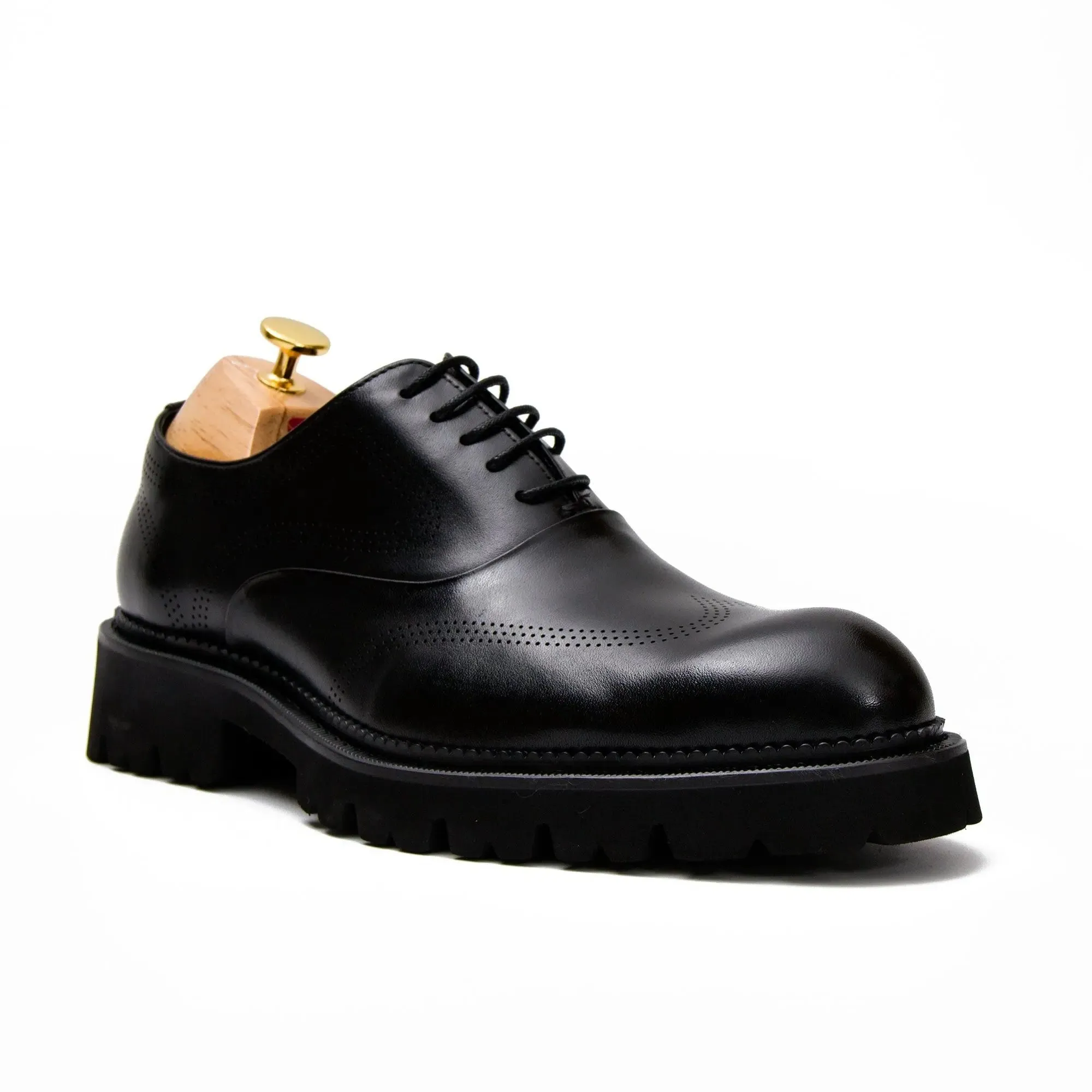 Brown thick sole oxford shoes
