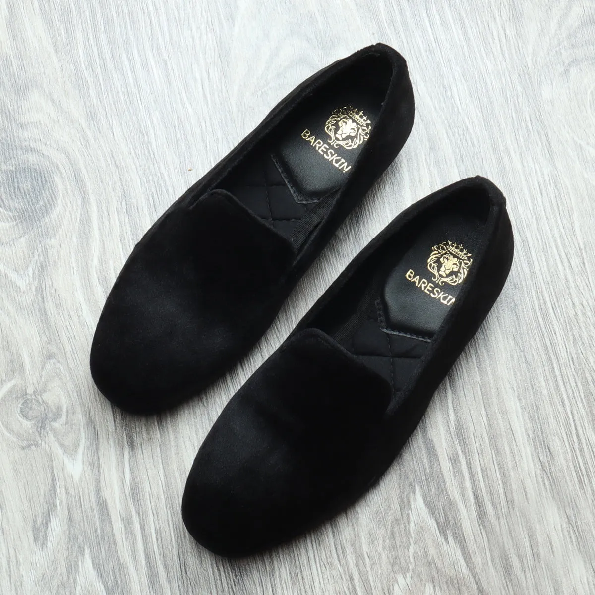 Brune & Bareskin Black Velvet Slip-Ons For Women