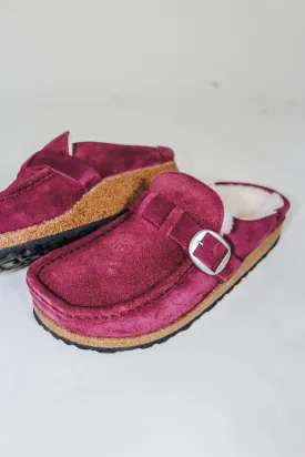 Buckley Shearling Maroon Slip Ons
