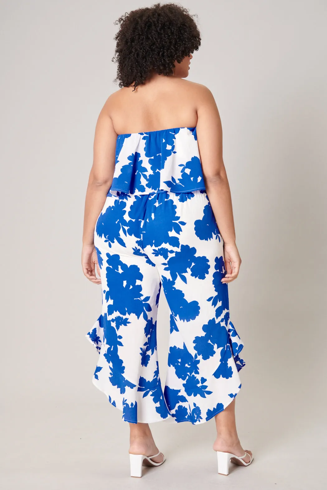 Calypso Floral Lanah Strapless Ruffle Jumpsuit Curve