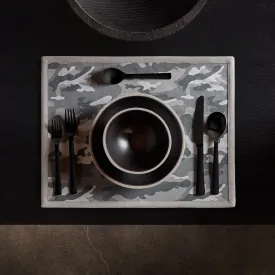 Camo Placemat w/ Suede Trim - Arctic Camo/Light Grey