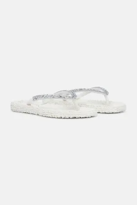 Chunky Glitter Flip Flop - Creme