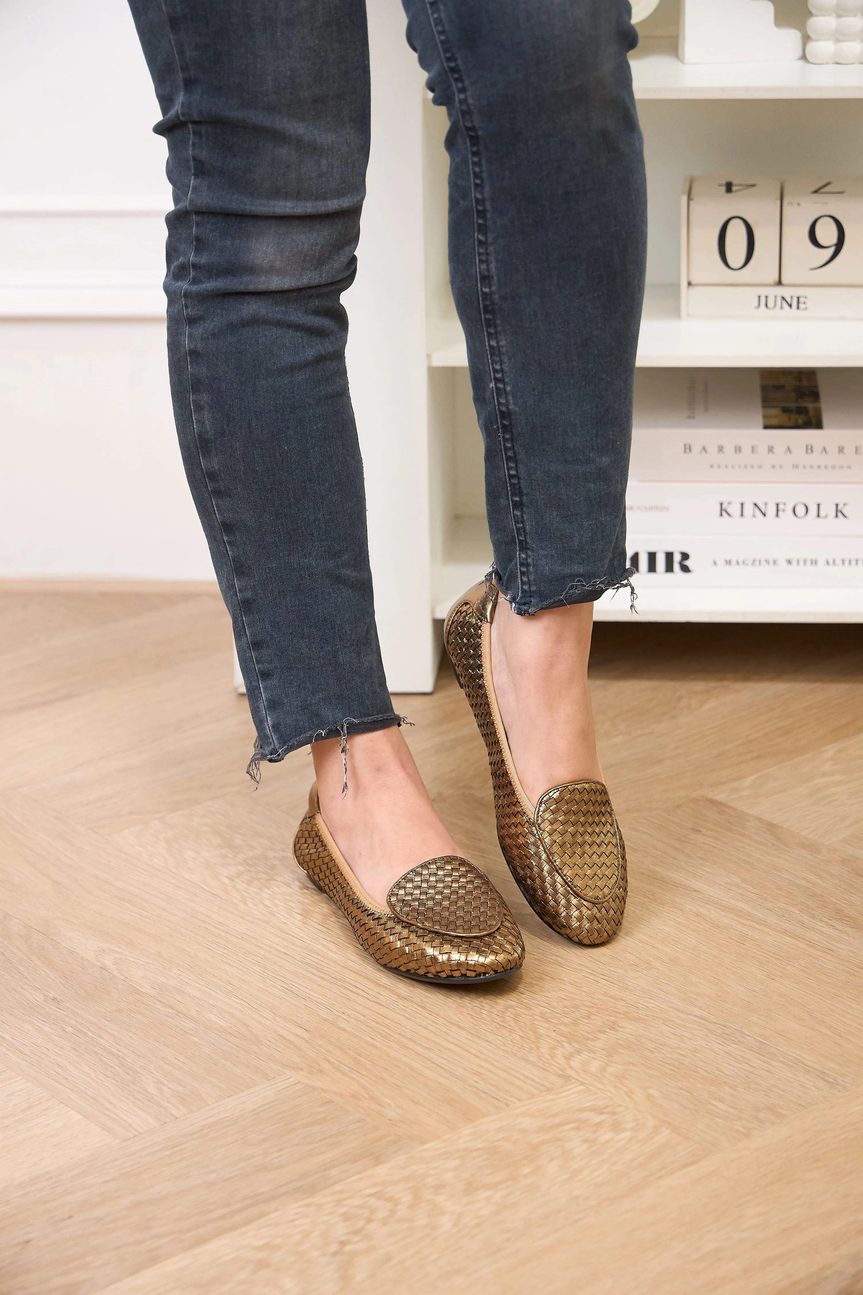 Clapham - Bronze Woven Leather Loafers