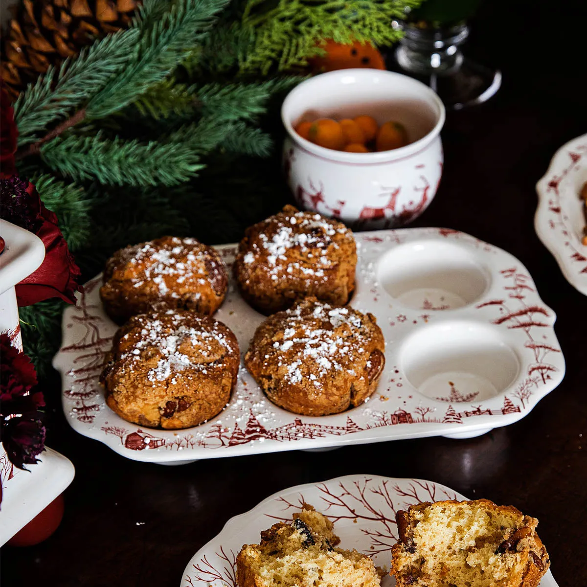 Country Estate Winter Frolic Muffin Dish