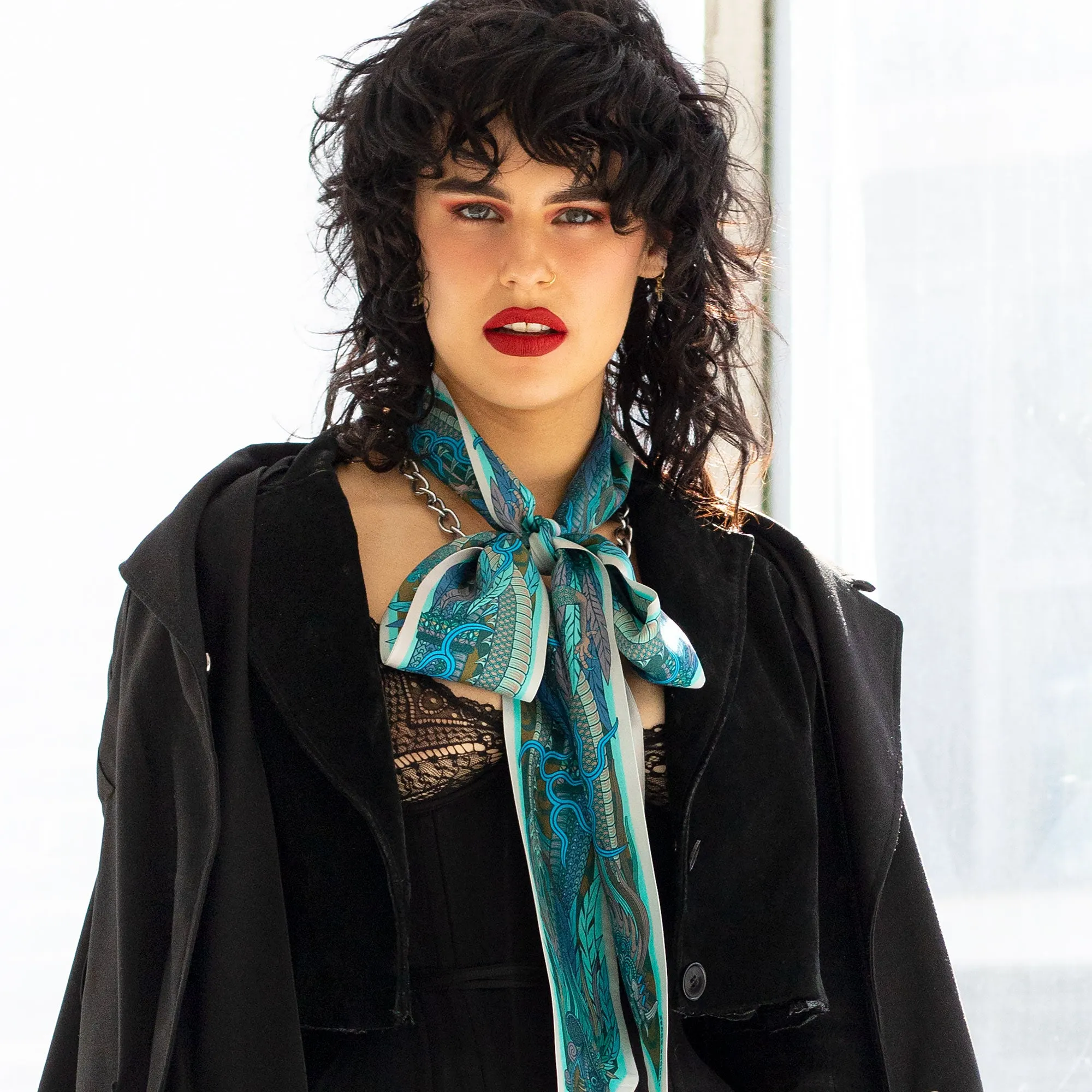 Dragon Bow Caelum, Silk Ribbon Scarf