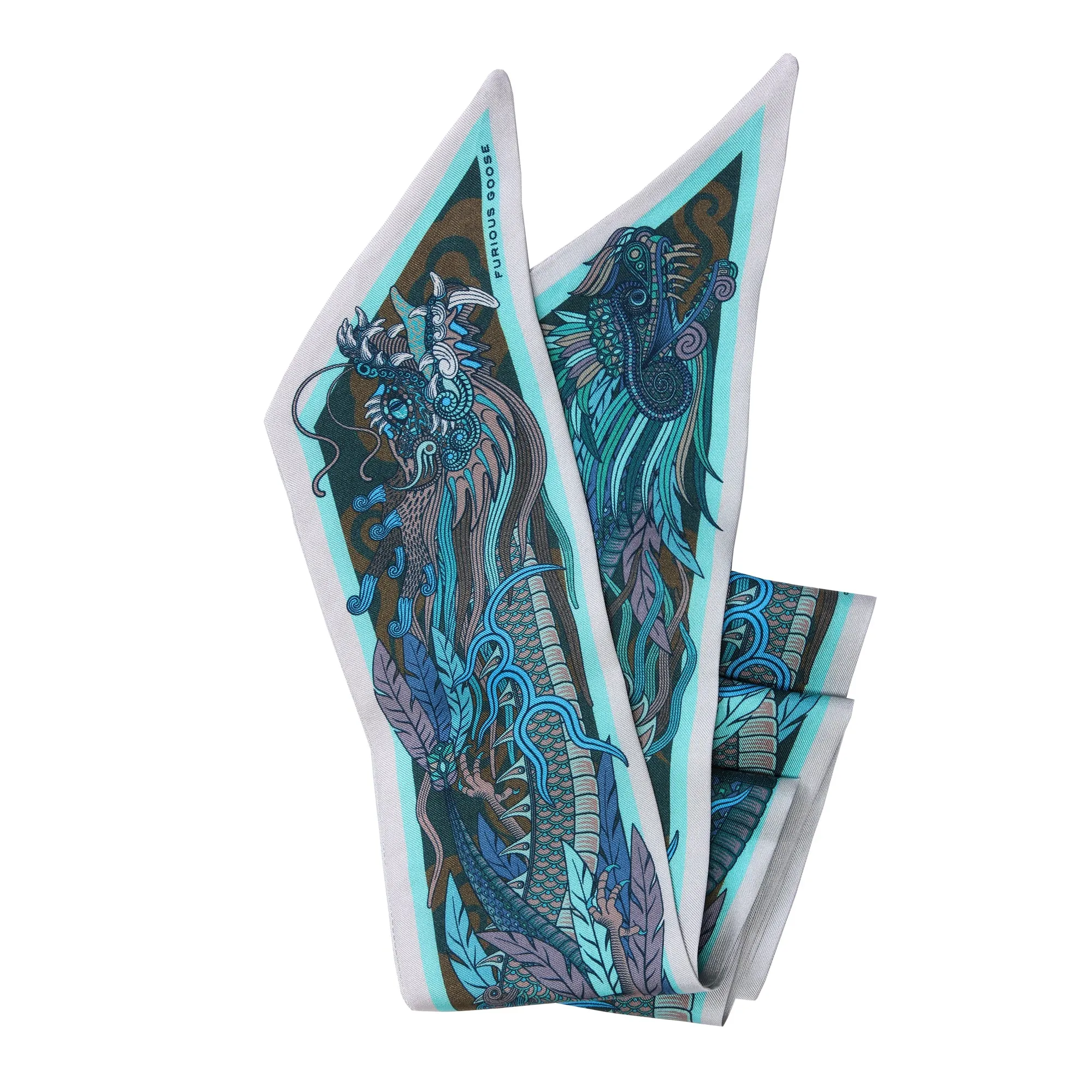 Dragon Bow Caelum, Silk Ribbon Scarf