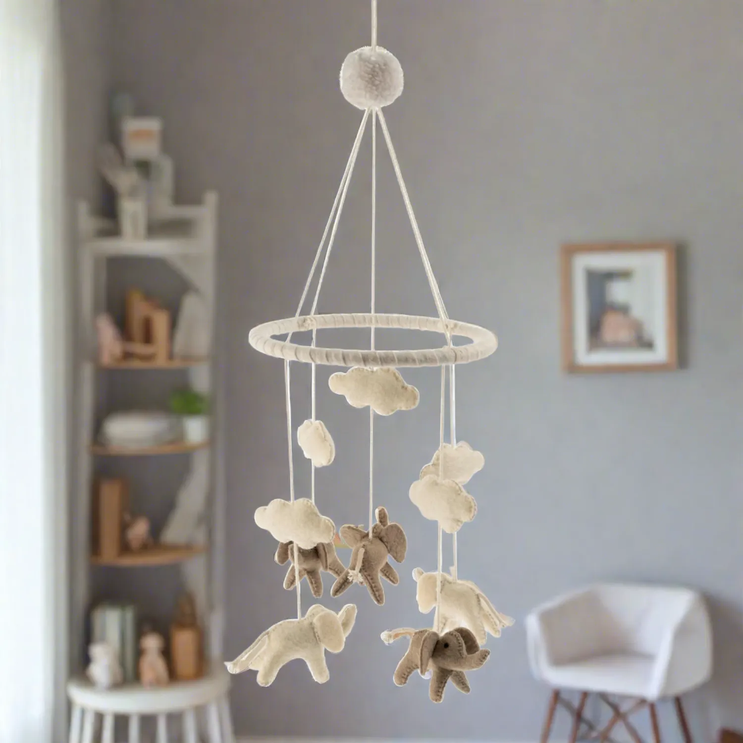 Floating Felt Elephant Baby Mobile
