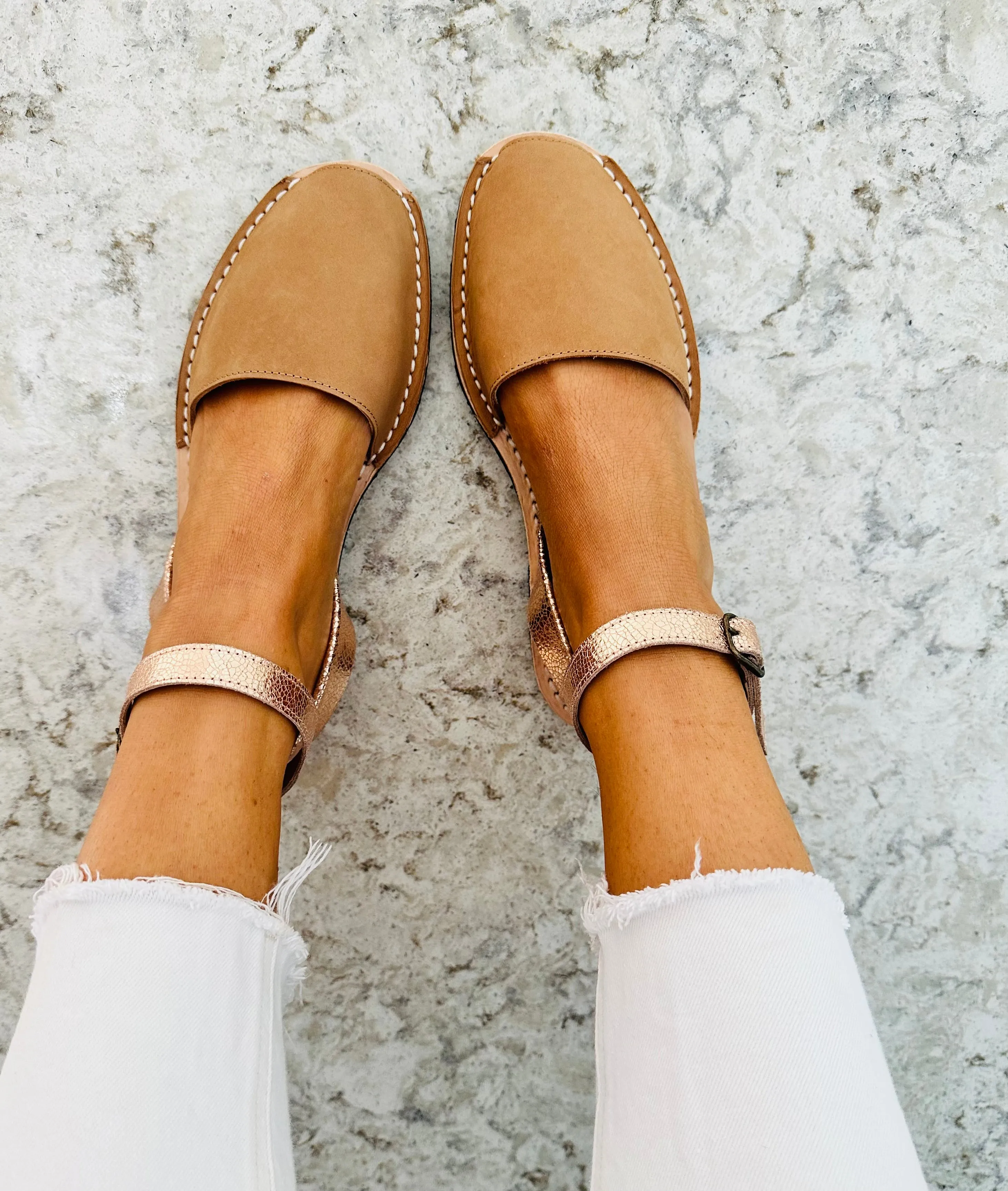 Galdana Tan Ankle Strap Avarca