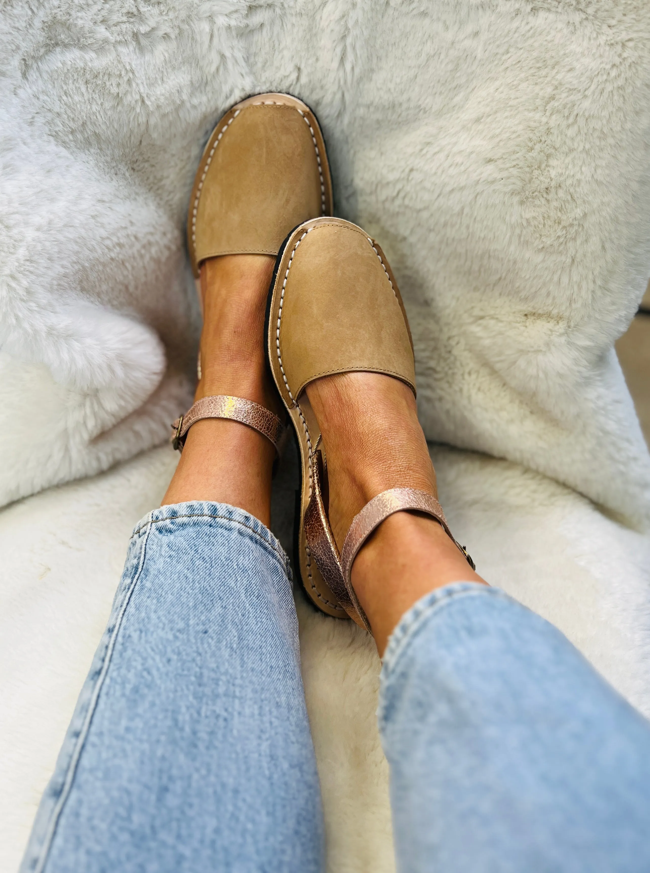 Galdana Tan Ankle Strap Avarca