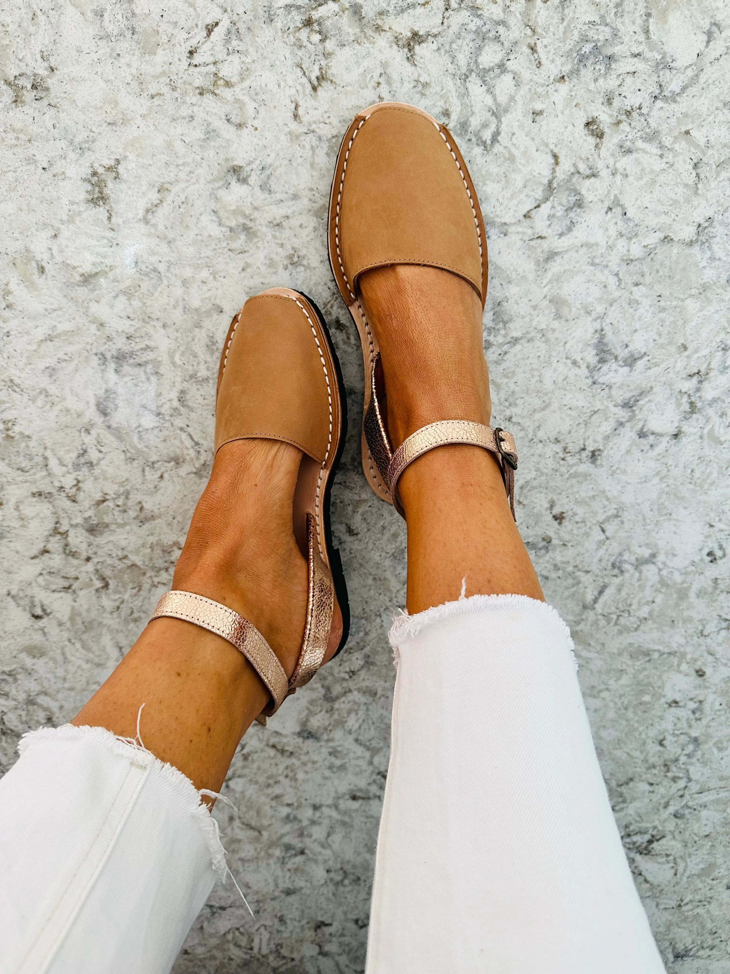 Galdana Tan Ankle Strap Avarca