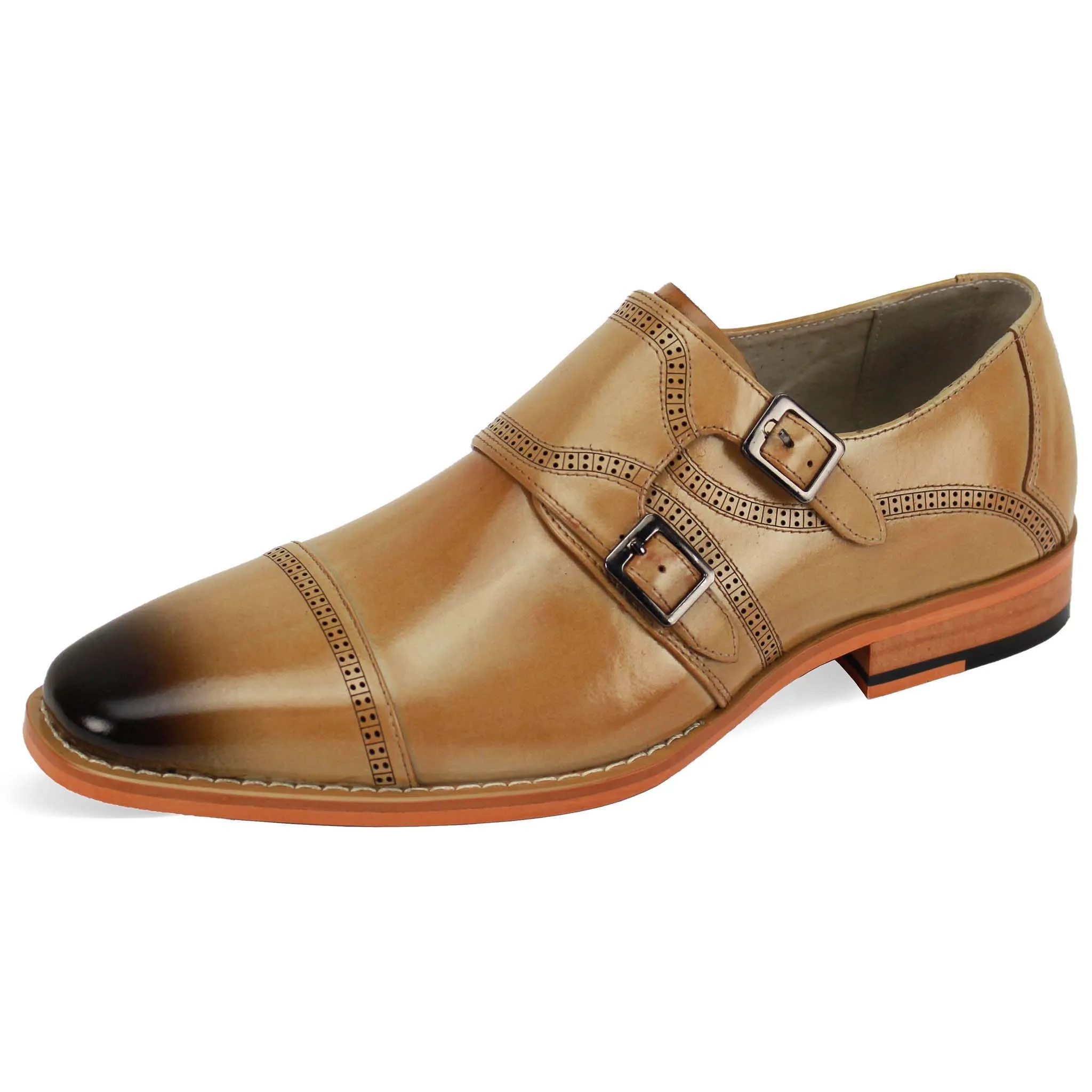 Giovani Natural Leather Monk Shoes for Men