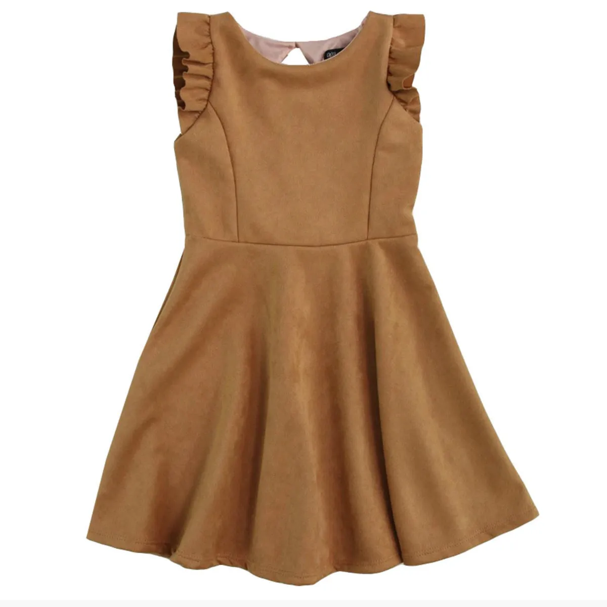 Girls Suede Crew Neck Dress