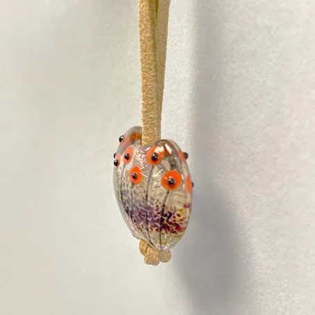 Glass heart pendant - poppies