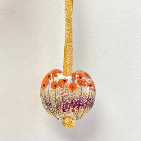 Glass heart pendant - poppies