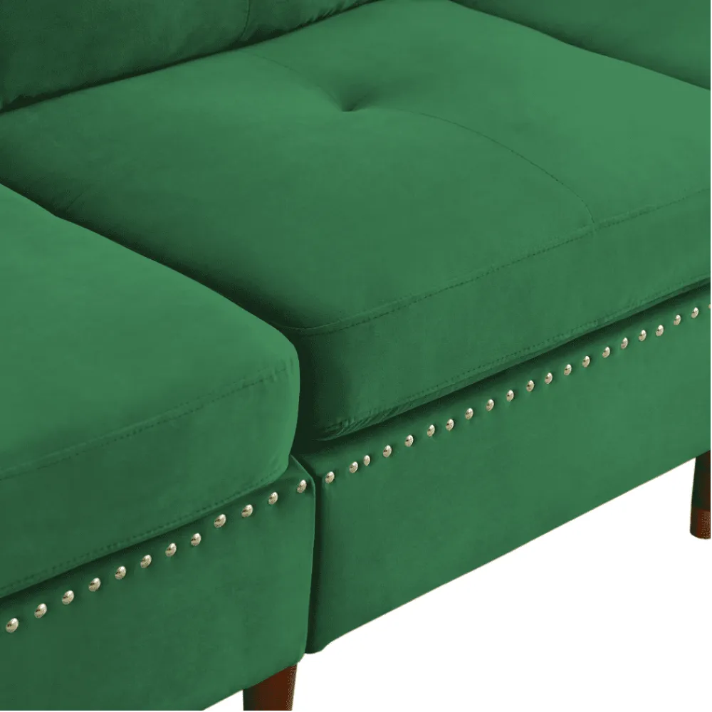 Glossy Sectional Suede Sofa Set With Ottoman