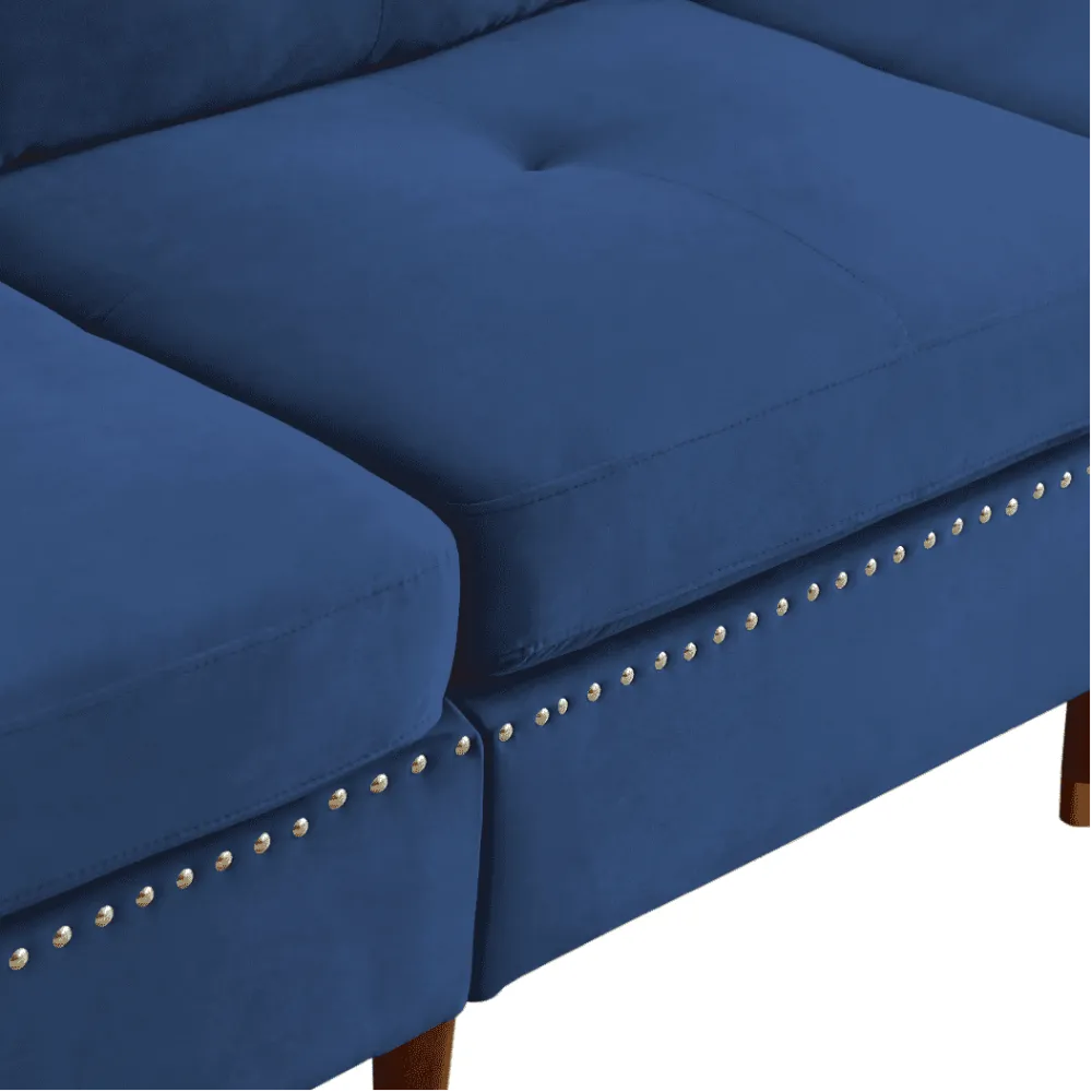 Glossy Sectional Suede Sofa Set With Ottoman