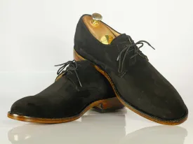 Handmade Men's Black Suede Lace Up Derby Shoes, Men Designer Dress Formal Luxury Shoes