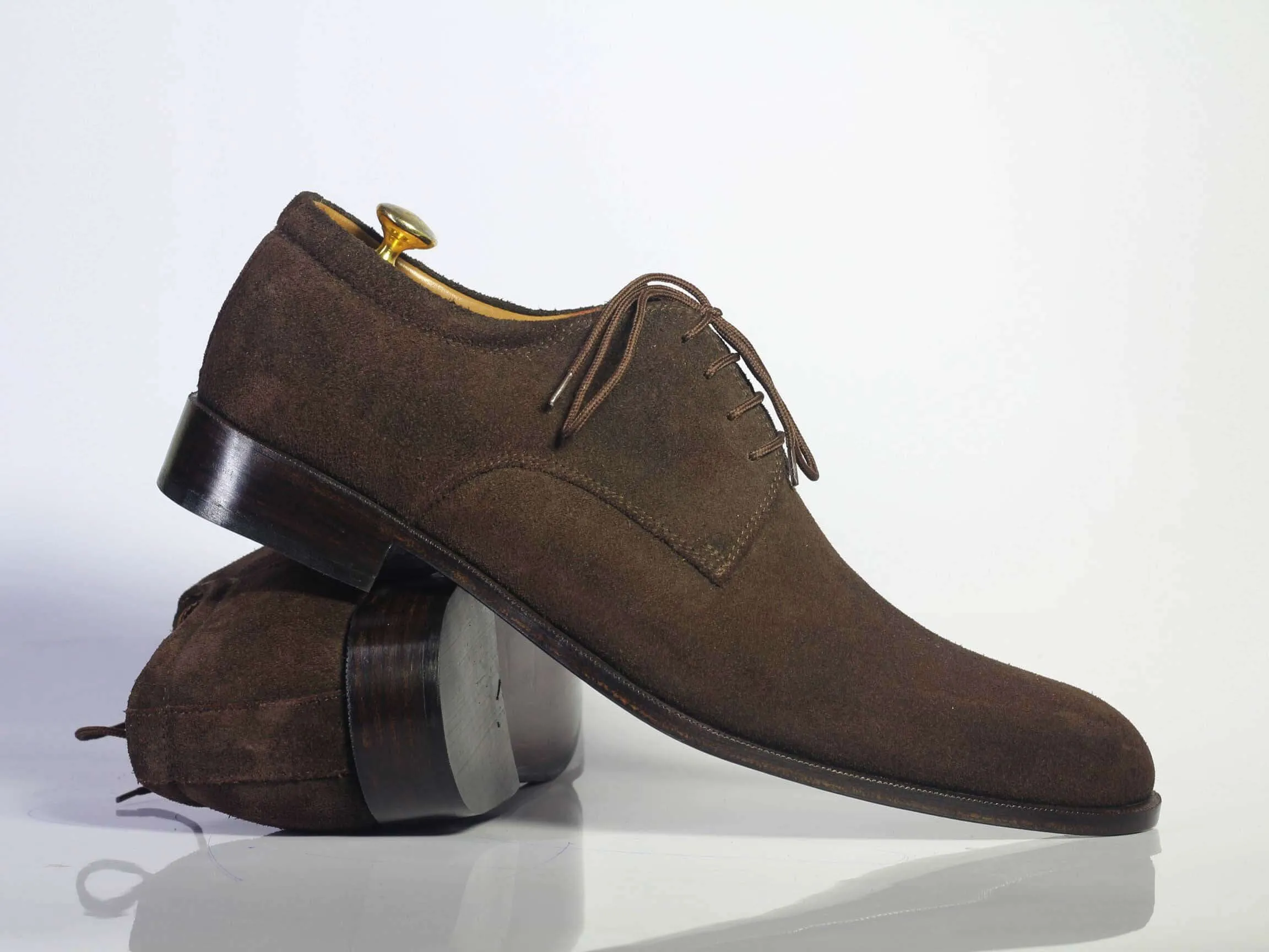 Handmade Men's Chocolate Brown Suede Lace Up Derby Shoes, Men Designer Dress Formal Luxury Shoes