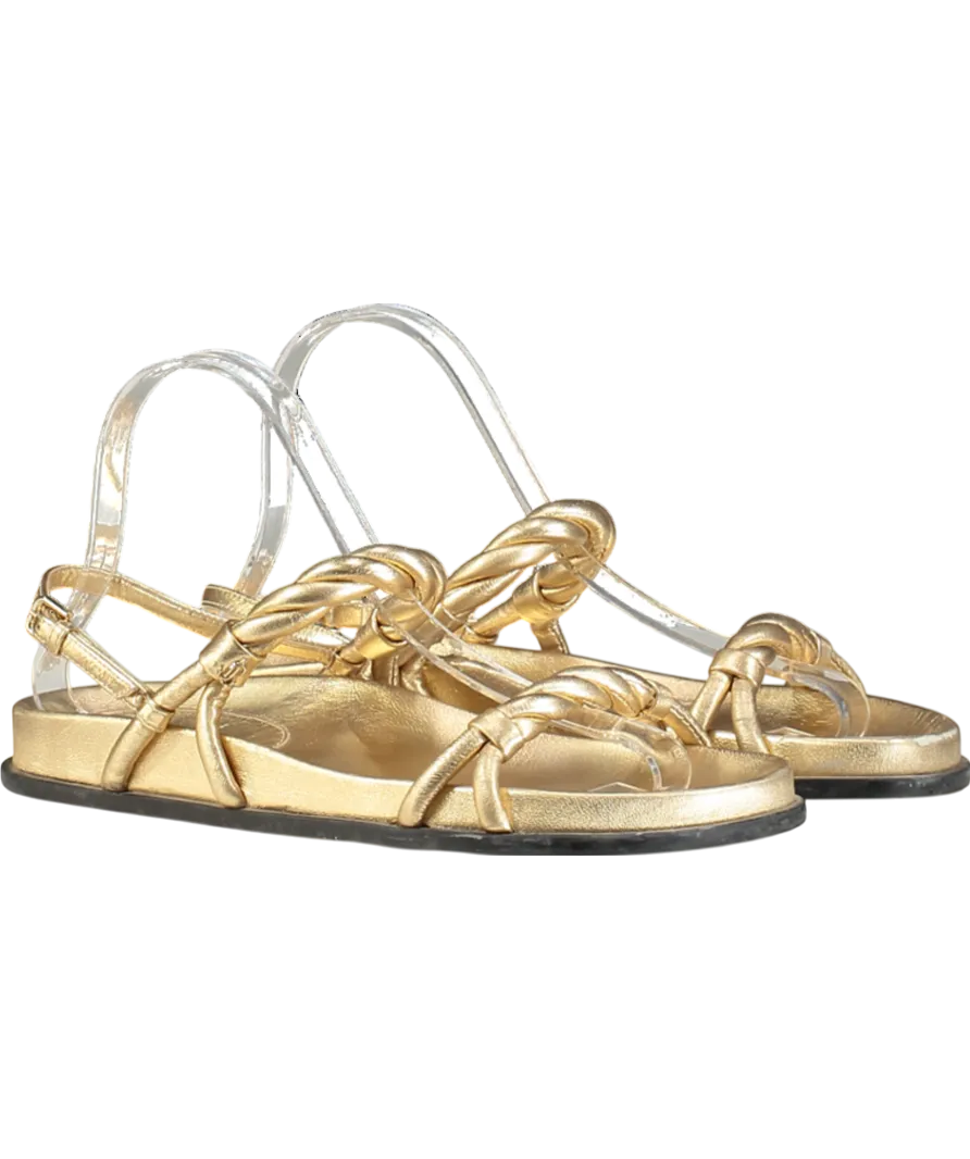 Jimmy Choo Diosa Gold leather Flat Sandals In Gold UK 4 EU 37 👠