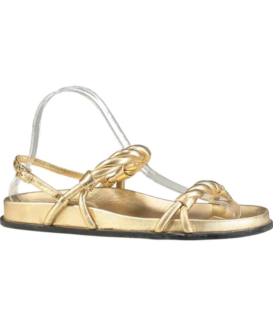 Jimmy Choo Diosa Gold leather Flat Sandals In Gold UK 4 EU 37 👠