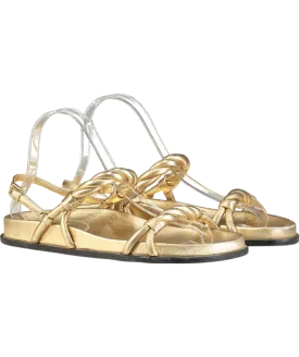 Jimmy Choo Diosa Gold leather Flat Sandals In Gold UK 4 EU 37 👠