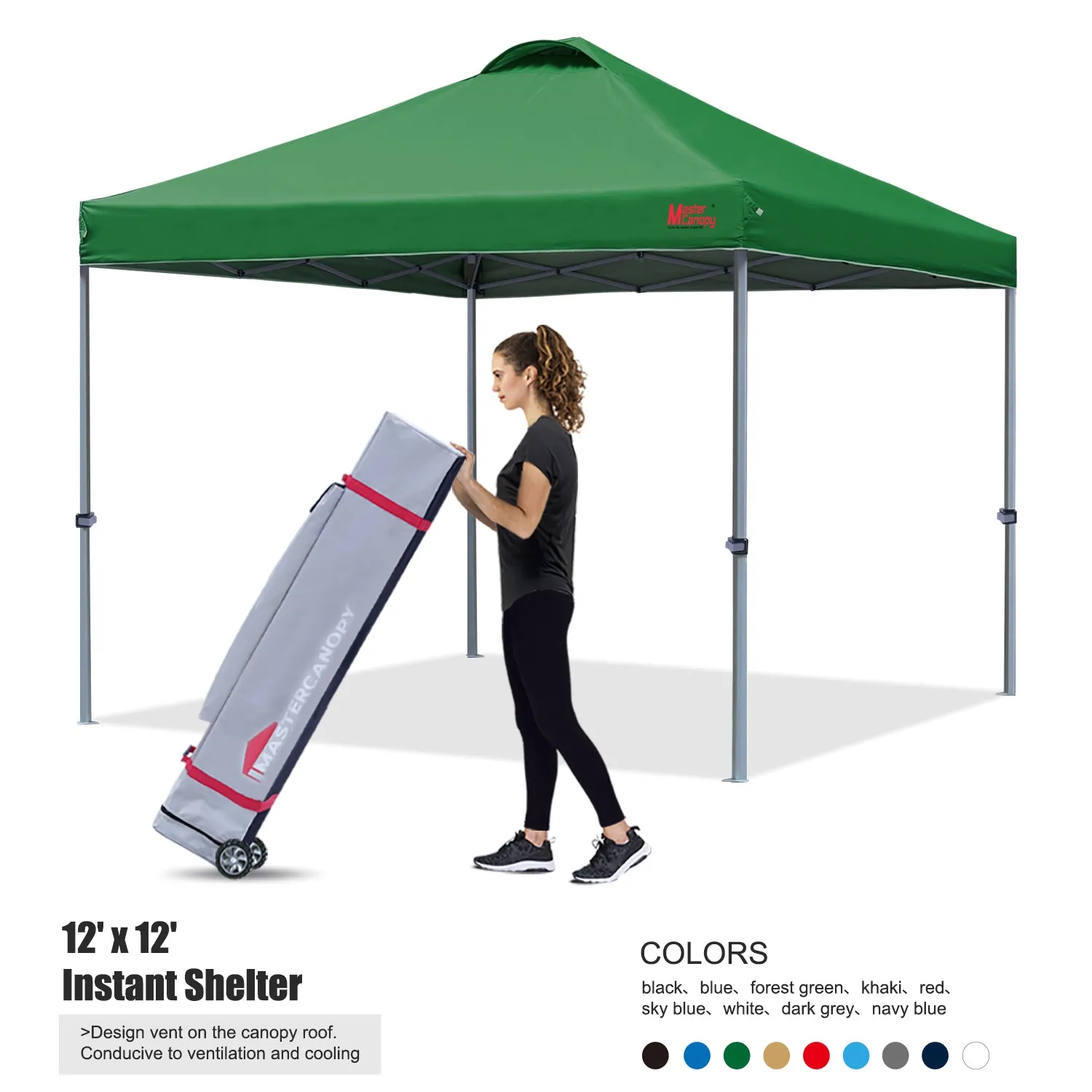 Leisure Sports Durable Ez Pop-up 10x10/12x12 Canopy Tent With Vented Top