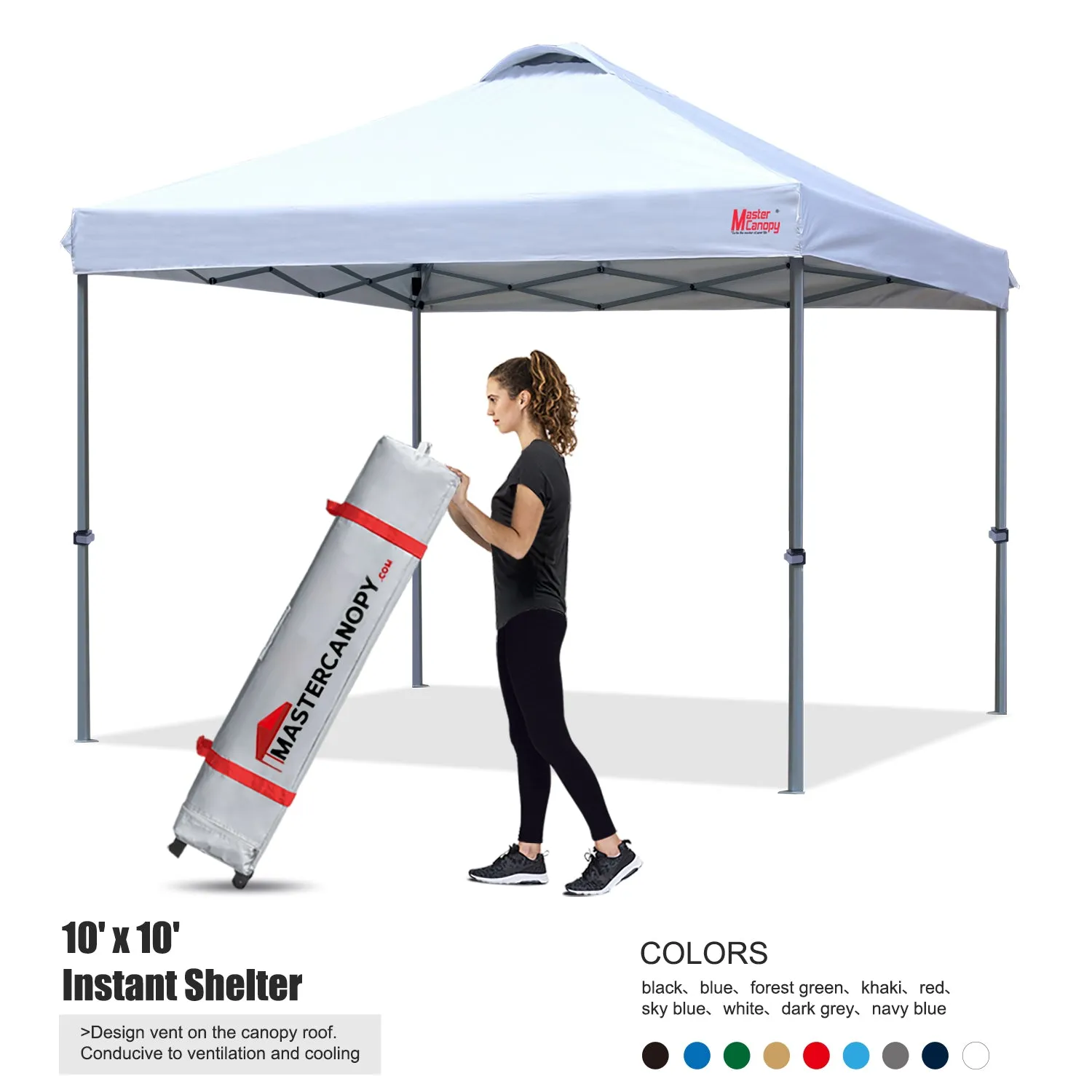 Leisure Sports Durable Ez Pop-up 10x10/12x12 Canopy Tent With Vented Top