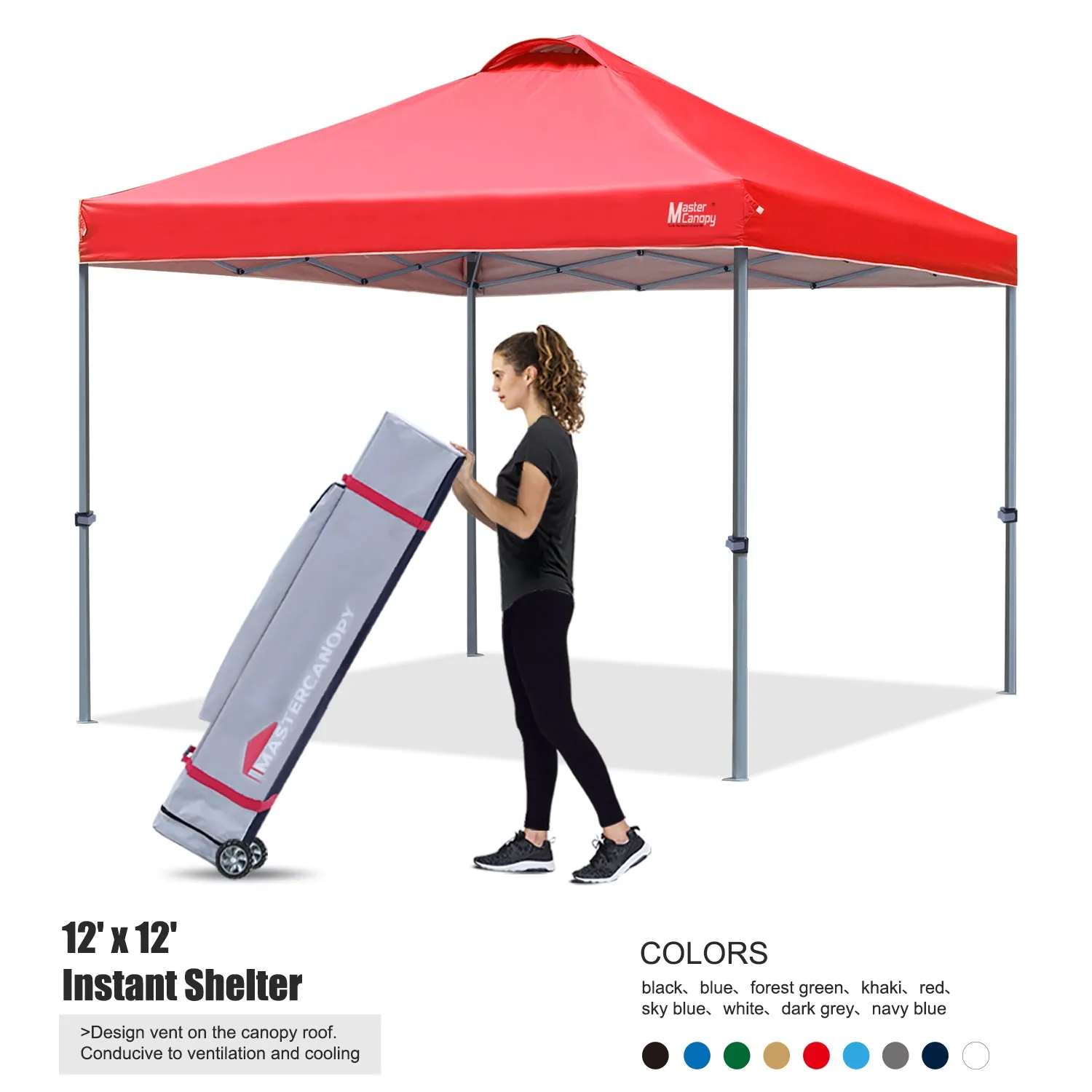Leisure Sports Durable Ez Pop-up 10x10/12x12 Canopy Tent With Vented Top