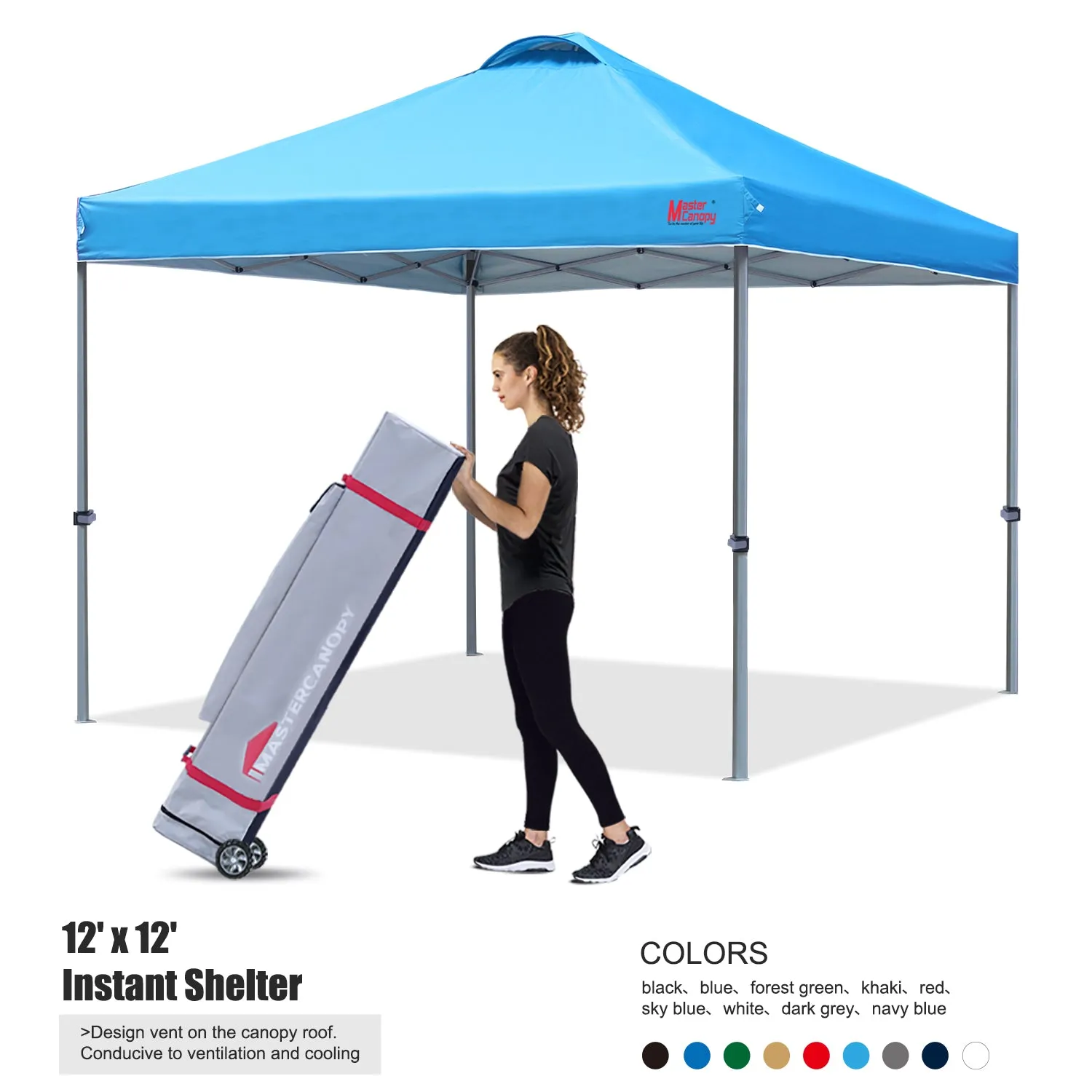 Leisure Sports Durable Ez Pop-up 10x10/12x12 Canopy Tent With Vented Top