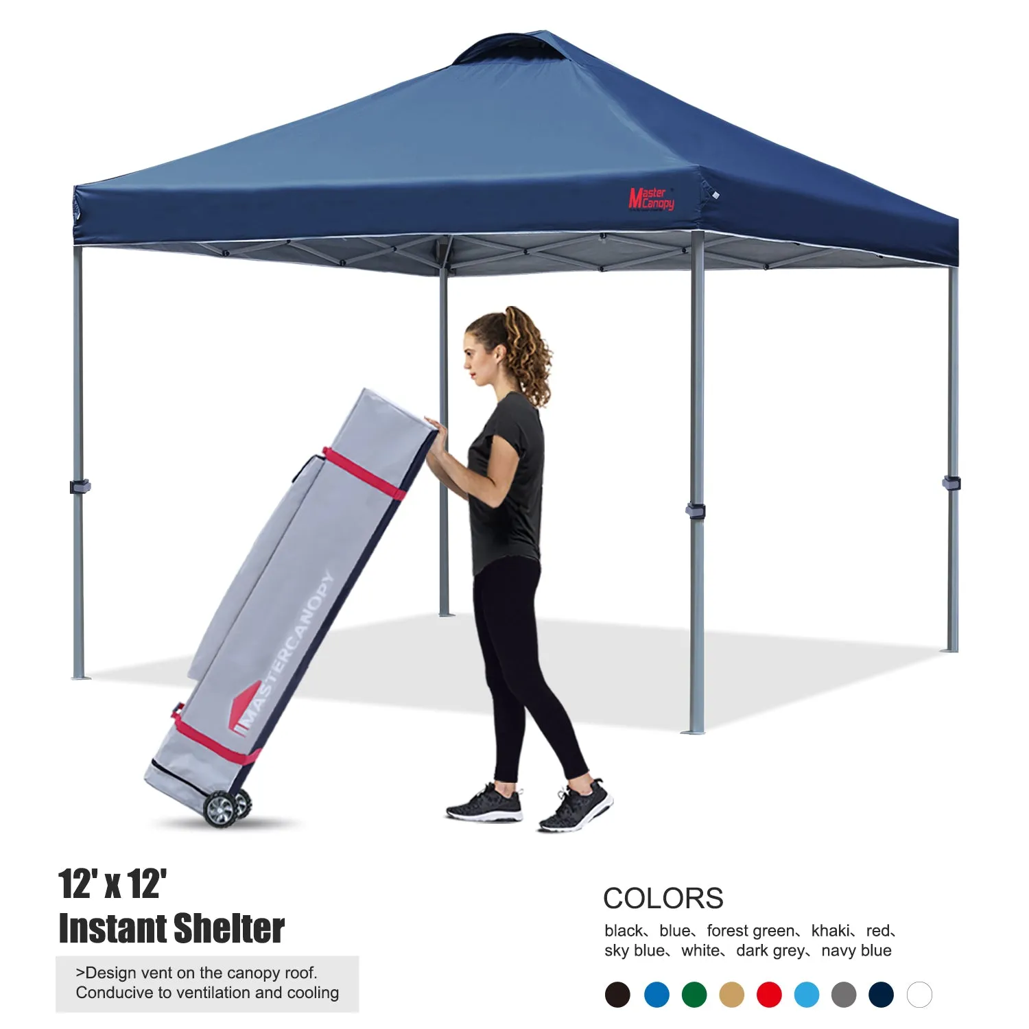 Leisure Sports Durable Ez Pop-up 10x10/12x12 Canopy Tent With Vented Top