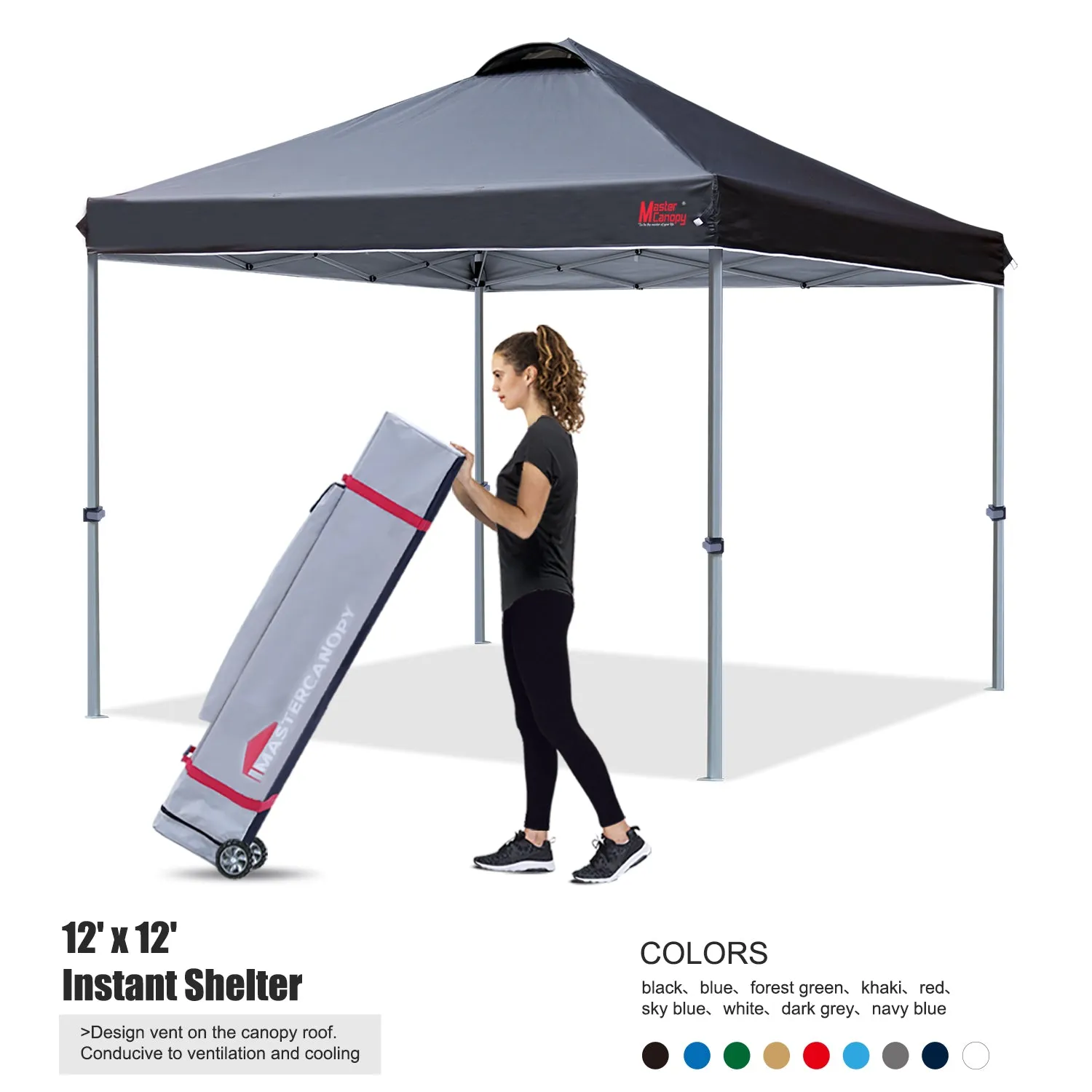 Leisure Sports Durable Ez Pop-up 10x10/12x12 Canopy Tent With Vented Top