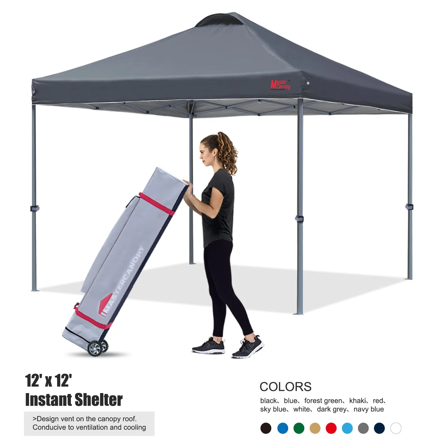 Leisure Sports Durable Ez Pop-up 10x10/12x12 Canopy Tent With Vented Top