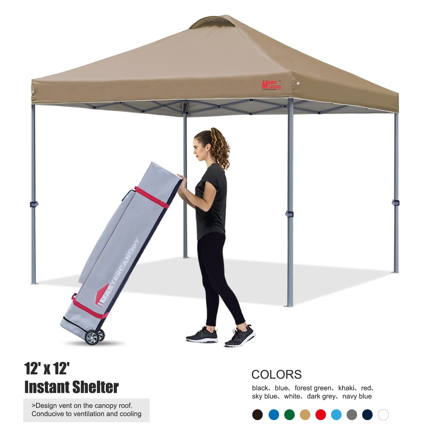 Leisure Sports Durable Ez Pop-up 10x10/12x12 Canopy Tent With Vented Top