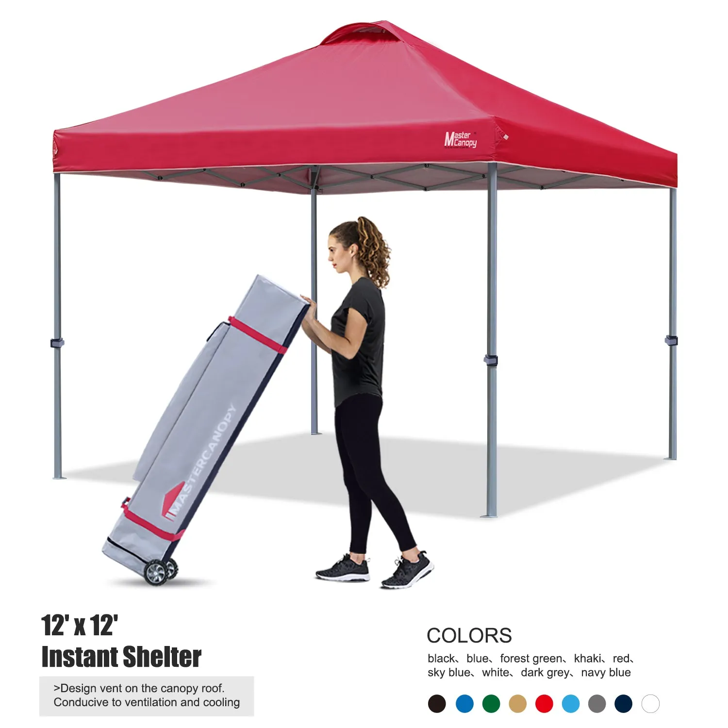 Leisure Sports Durable Ez Pop-up 10x10/12x12 Canopy Tent With Vented Top