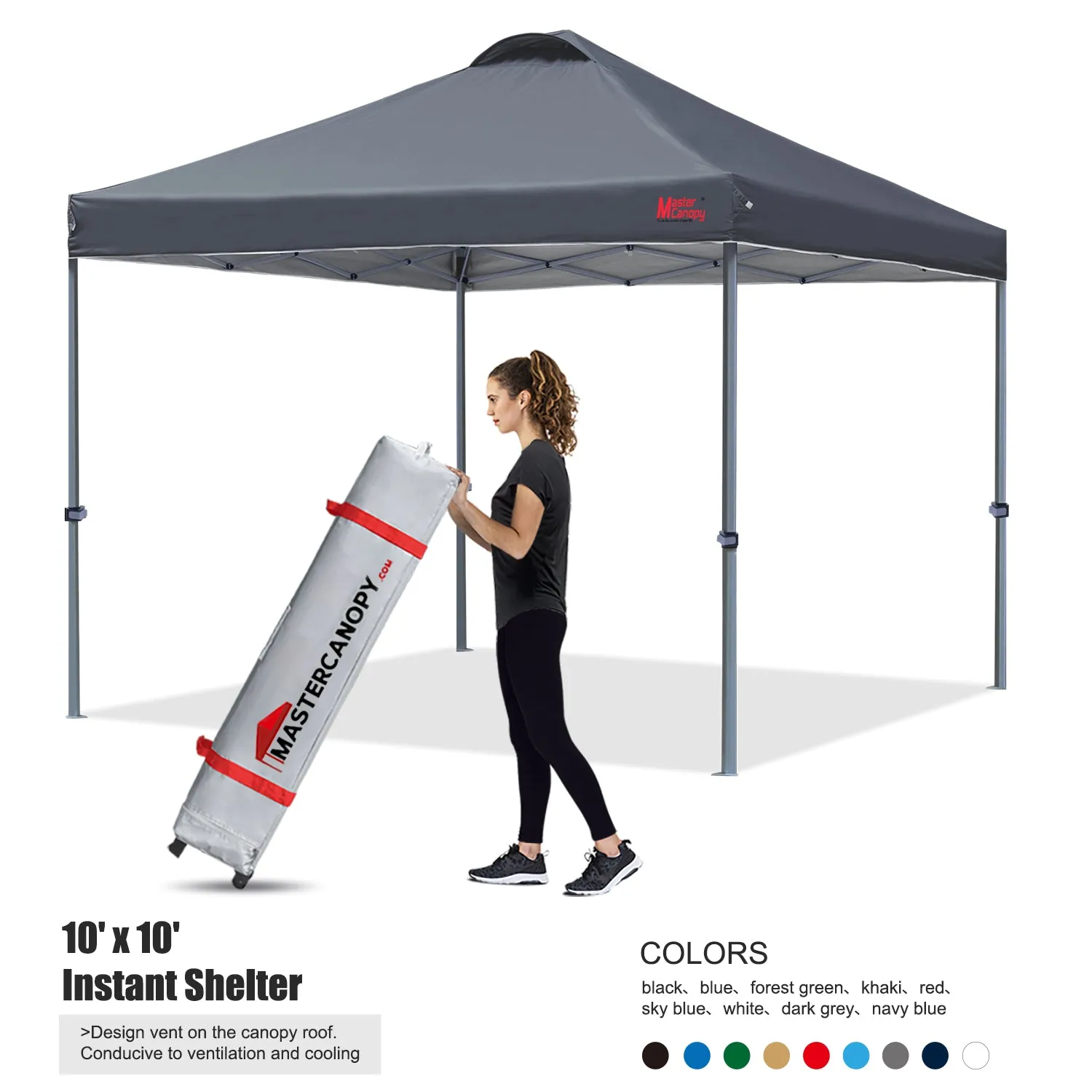 Leisure Sports Durable Ez Pop-up 10x10/12x12 Canopy Tent With Vented Top
