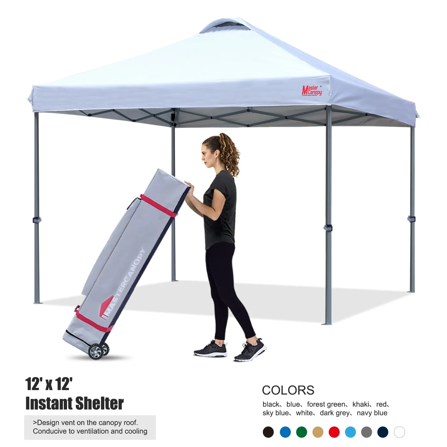 Leisure Sports Durable Ez Pop-up 10x10/12x12 Canopy Tent With Vented Top