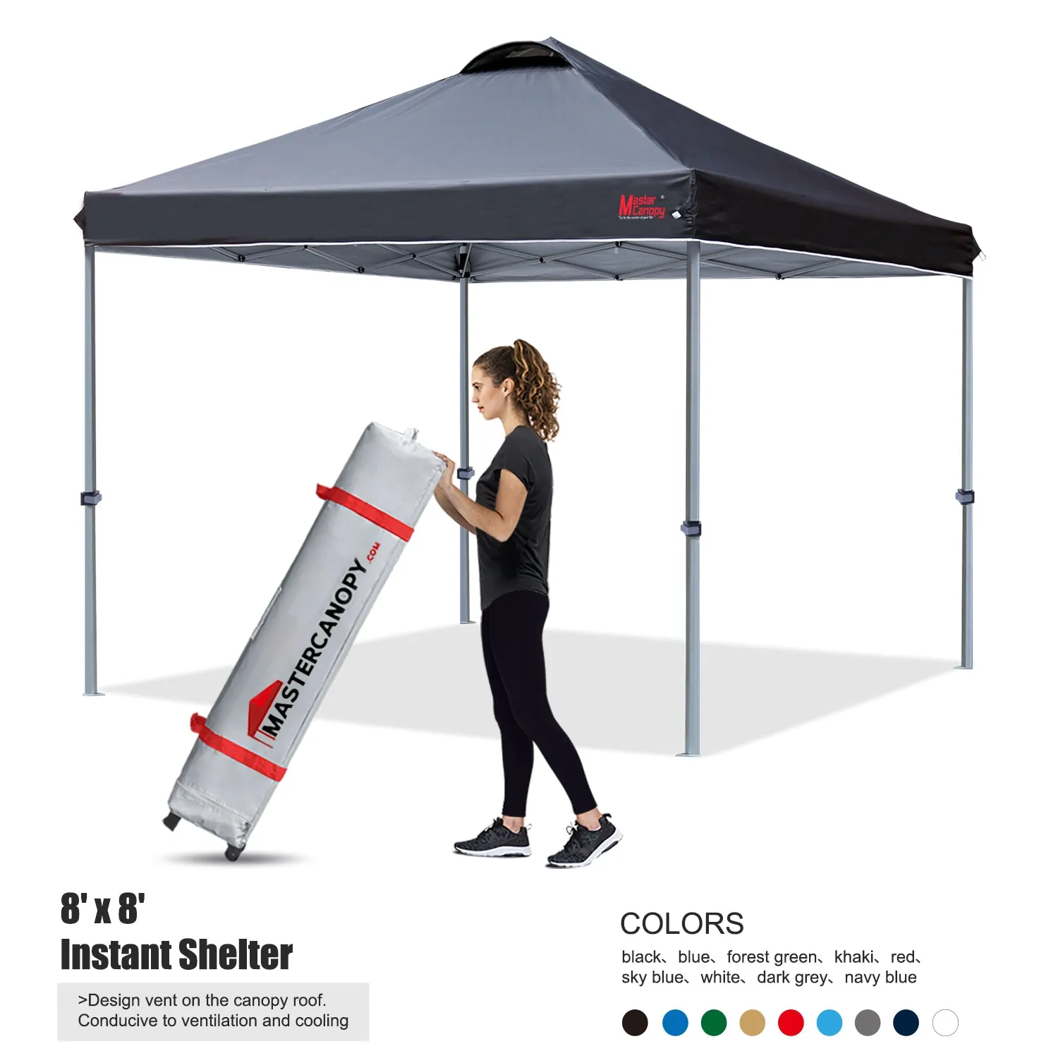 Leisure Sports Durable Ez Pop-up 10x10/12x12 Canopy Tent With Vented Top