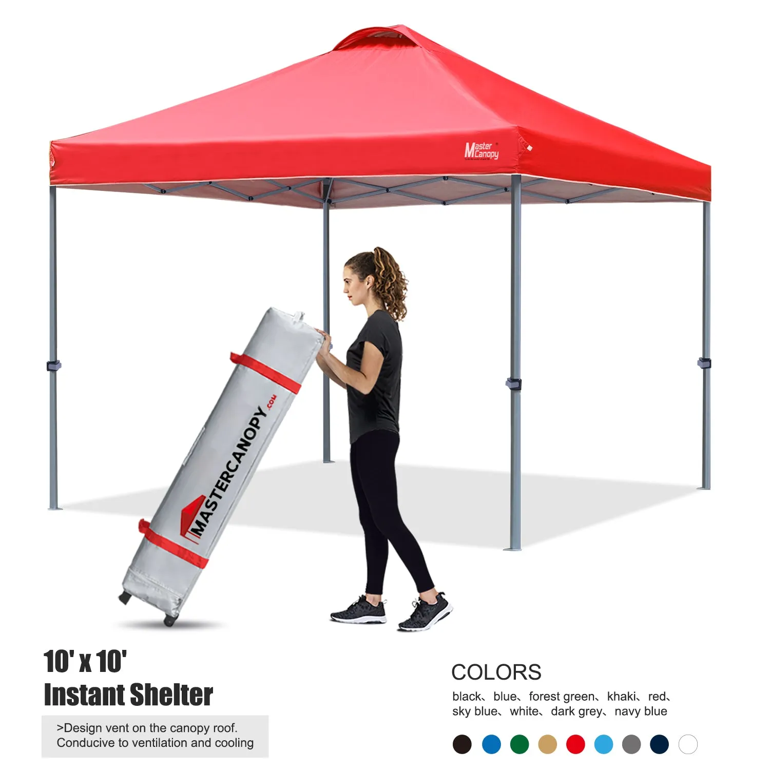 Leisure Sports Durable Ez Pop-up 10x10/12x12 Canopy Tent With Vented Top