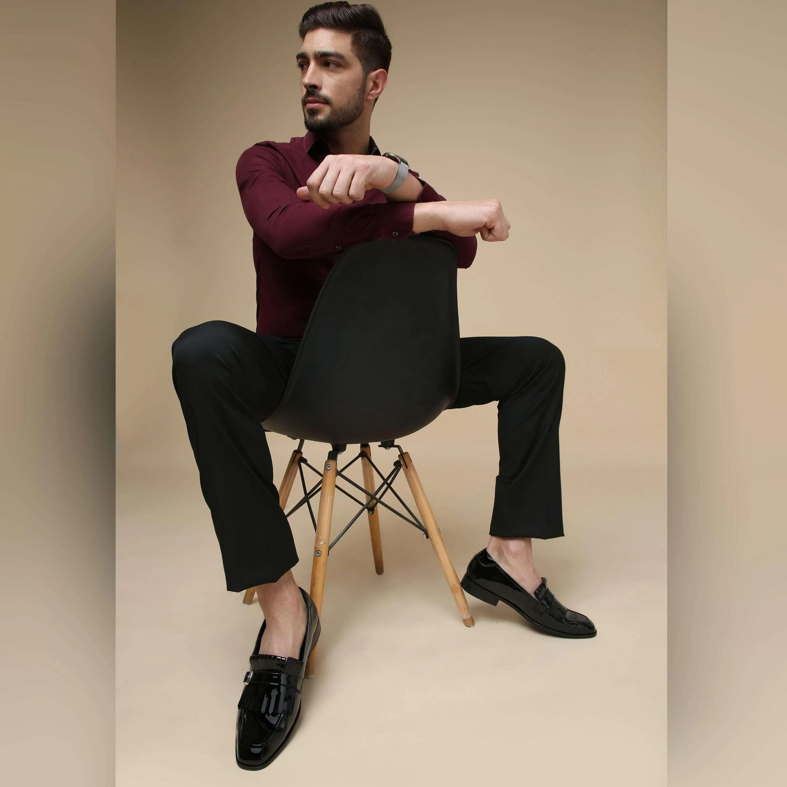 LOCATELLI | BLACK PATENT FRINGE SLIP-ON