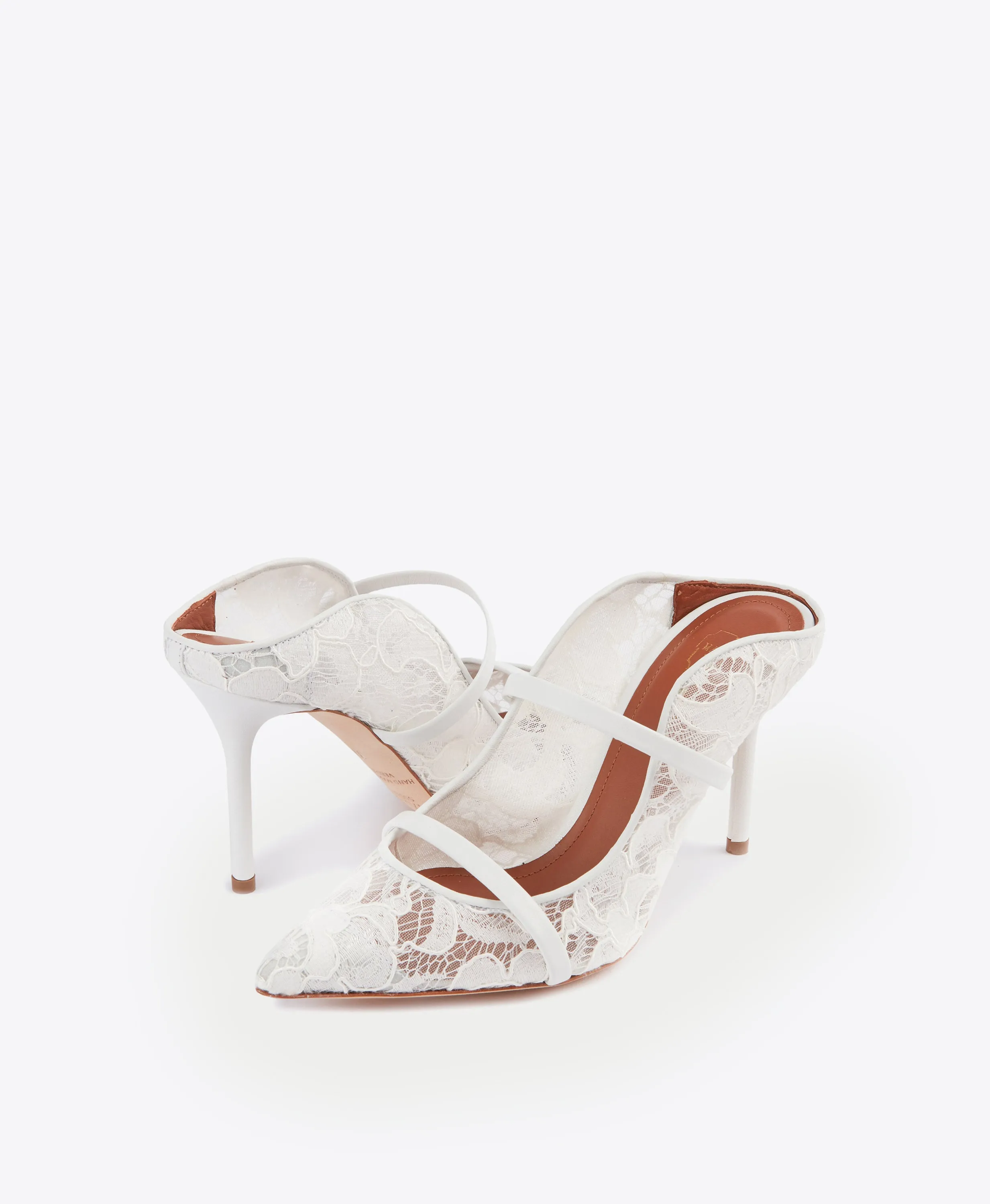 Maureen 85 - White Lace Stiletto Mule