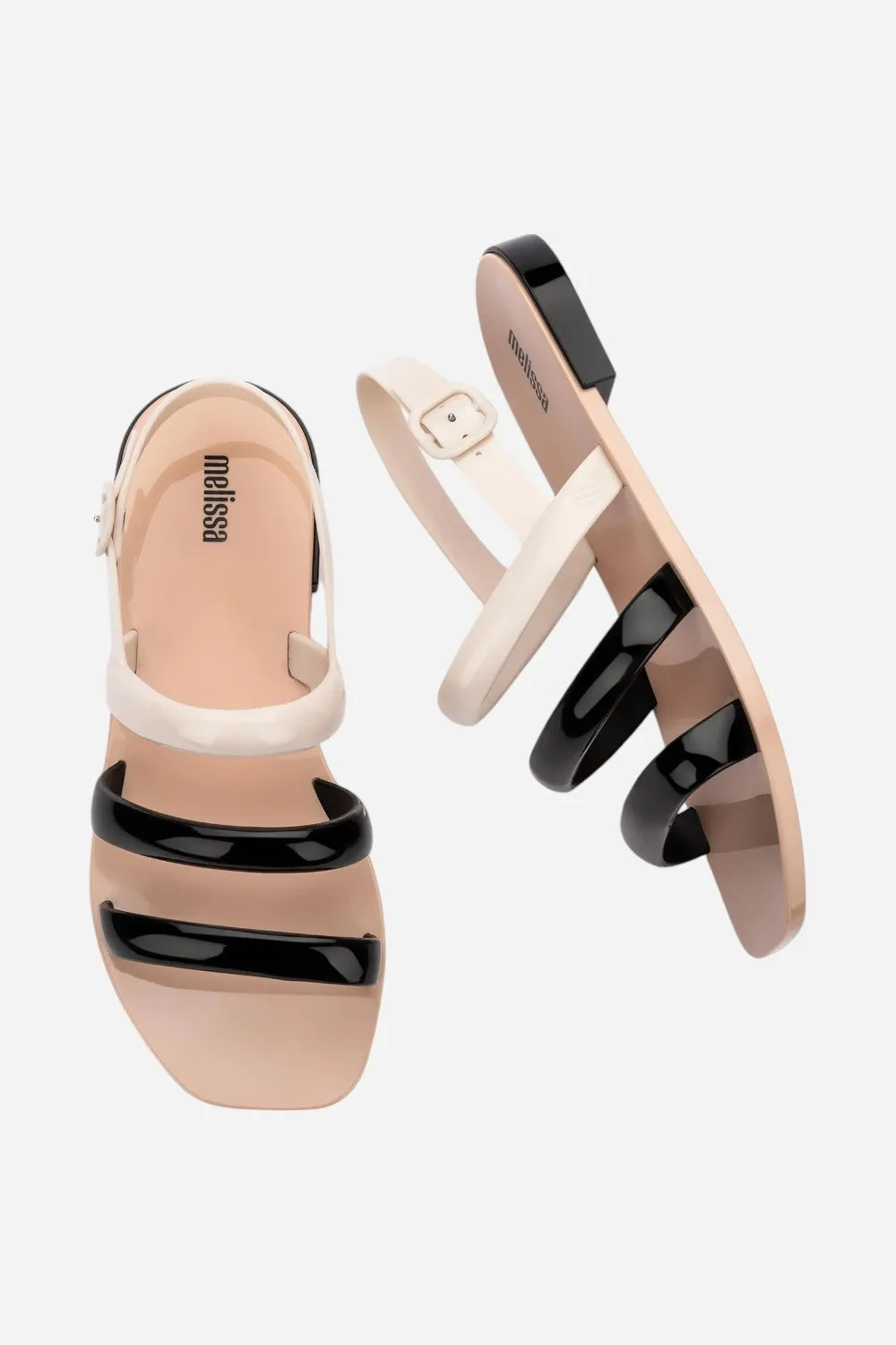 Melissa Essential Wave Sandals in Beige/Black