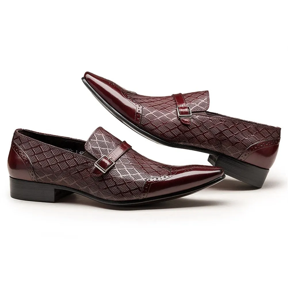 Men Brogue Wing Tip Monk Strap Oxford Shoes