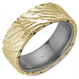 Men's 14K Yellow Gold & Grey Tantalum Wedding Band